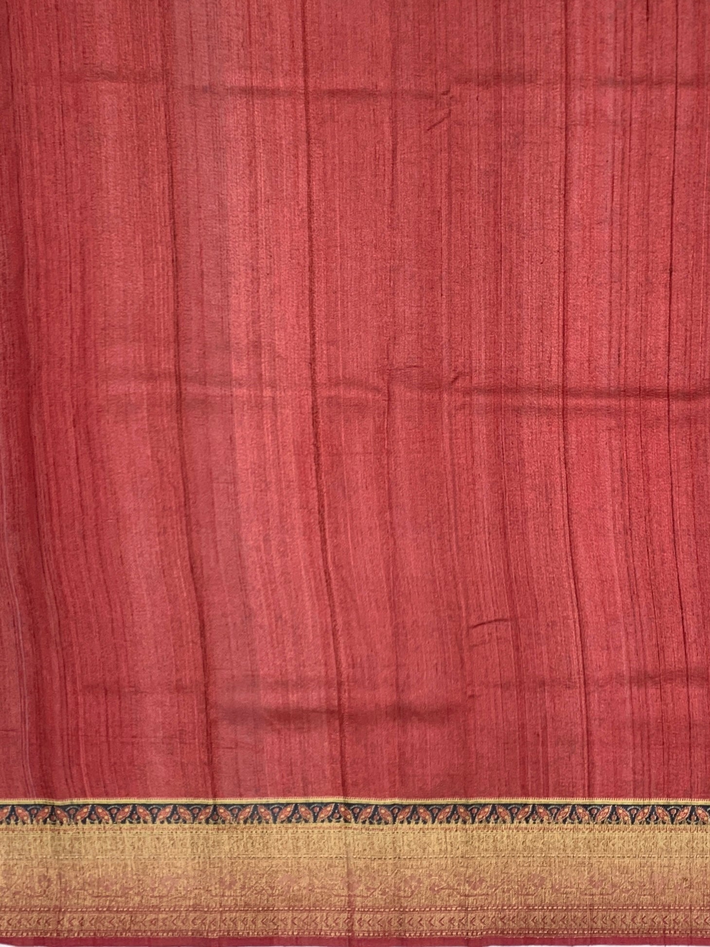 Earthy Elegance: Brick Red Textured Tussar Silk Saree