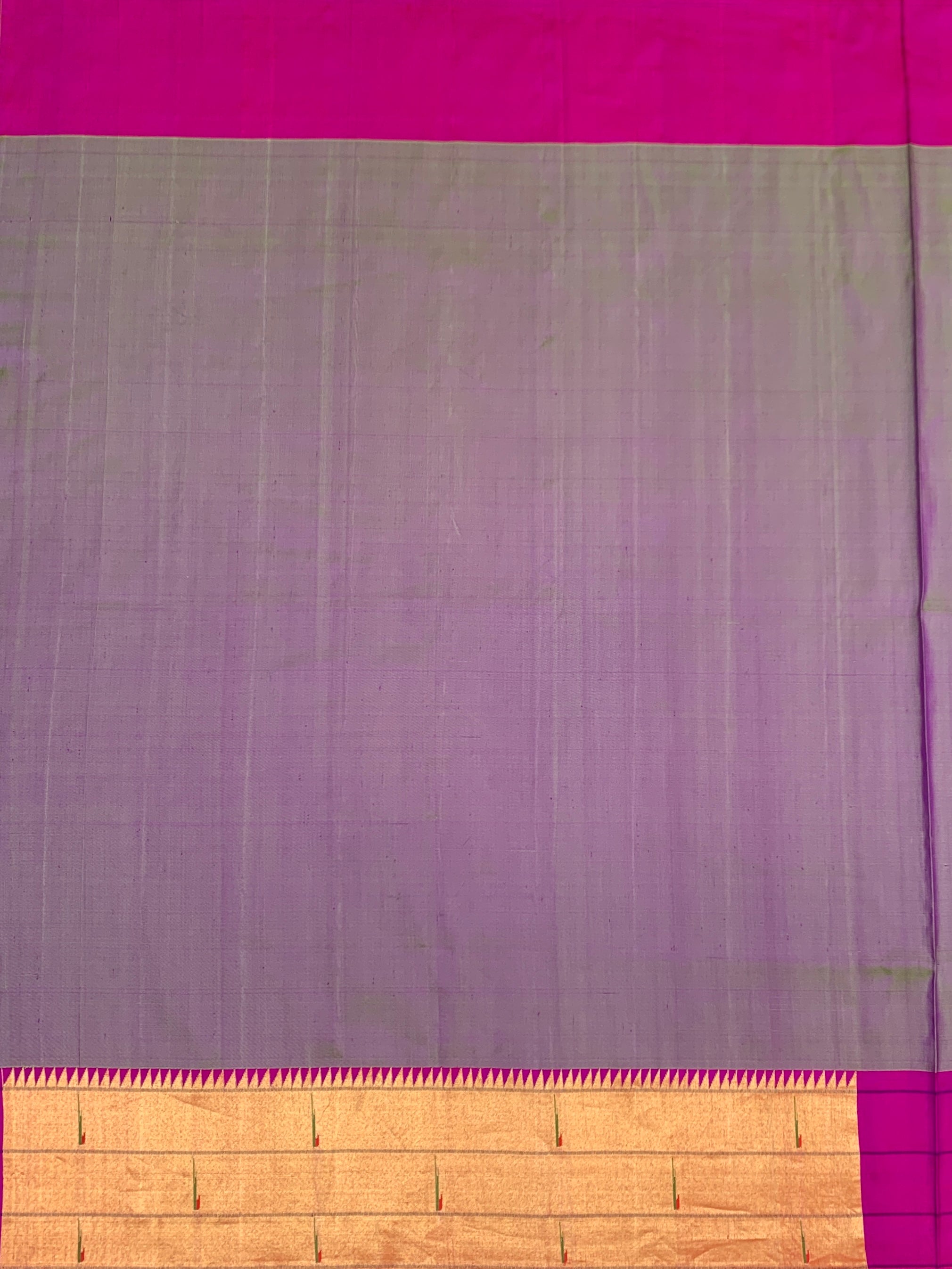 Regal Dusty Lavender Paithani Silk Saree with Vibrant Peacock Pallu
