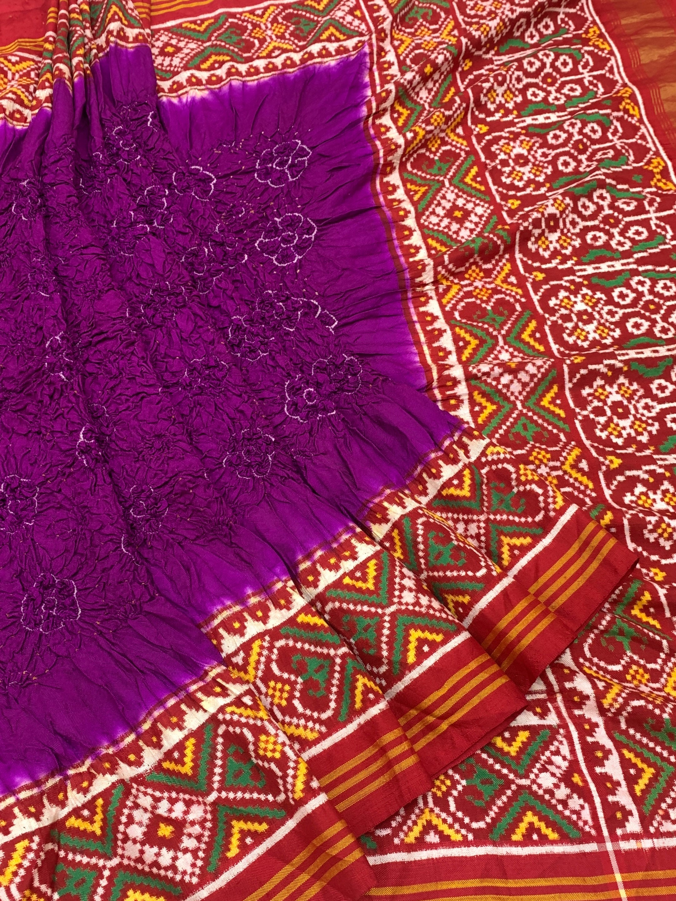 Regal Royal Purple Patan Patola Bandhani Silk Saree