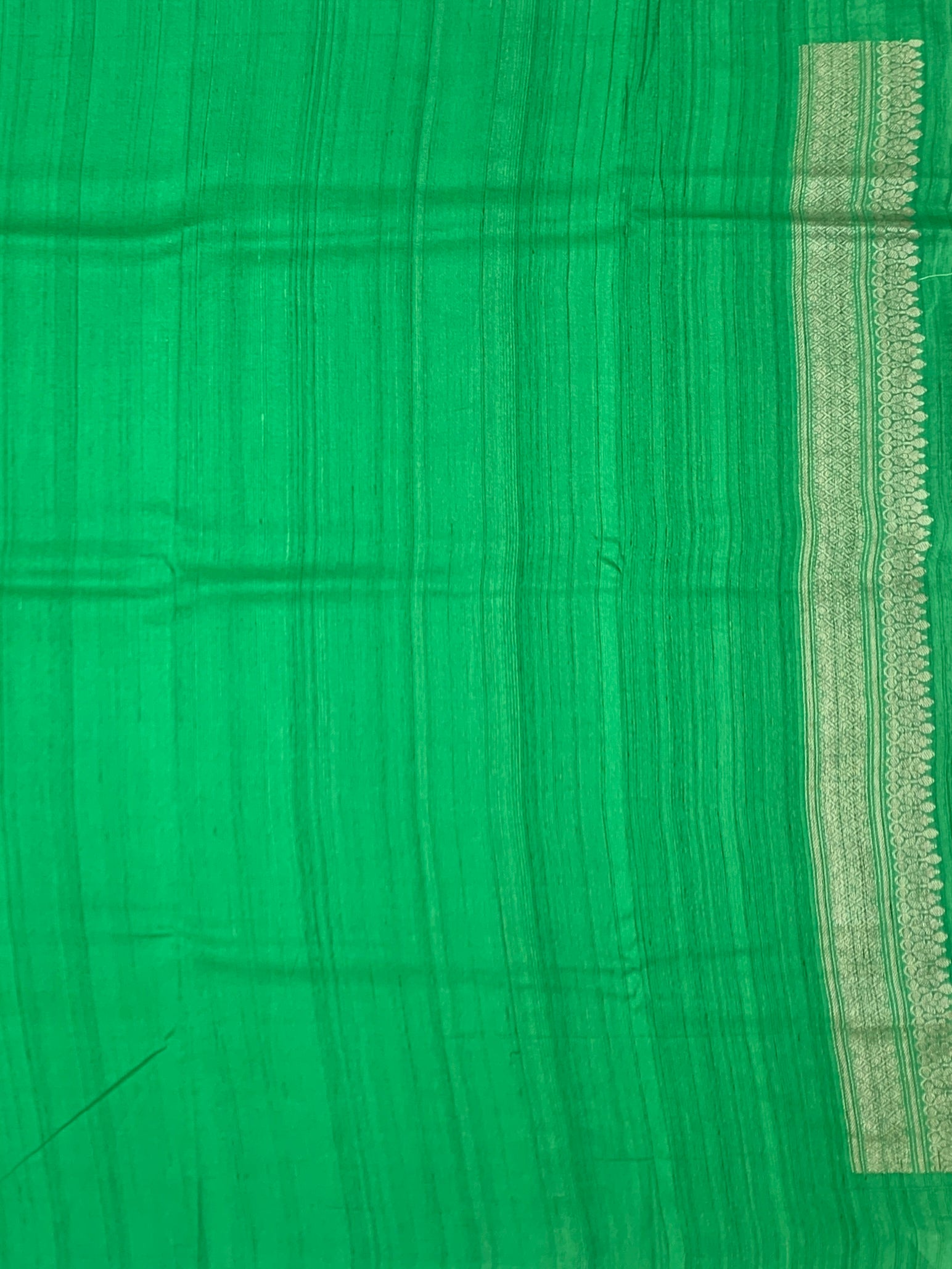 Deep Teal Tussore Georgette Saree with Meenakari Paisleys and Copper Pallu