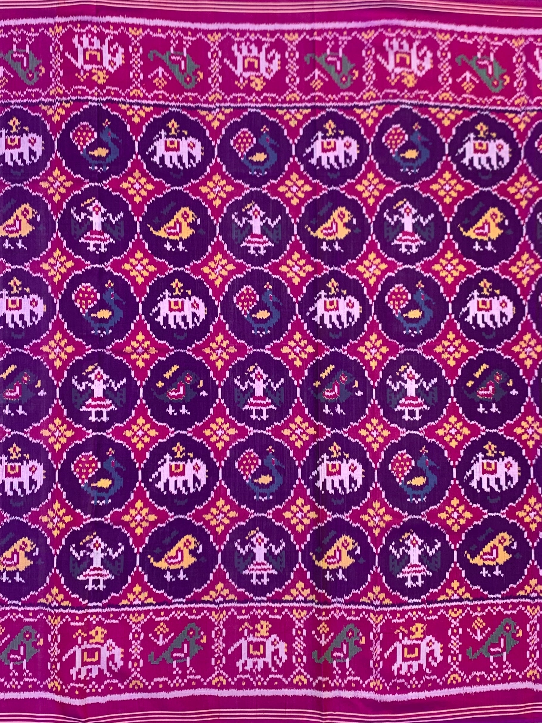 Royal Purple & Rani Pink Patola Saree with Heritage Motifs