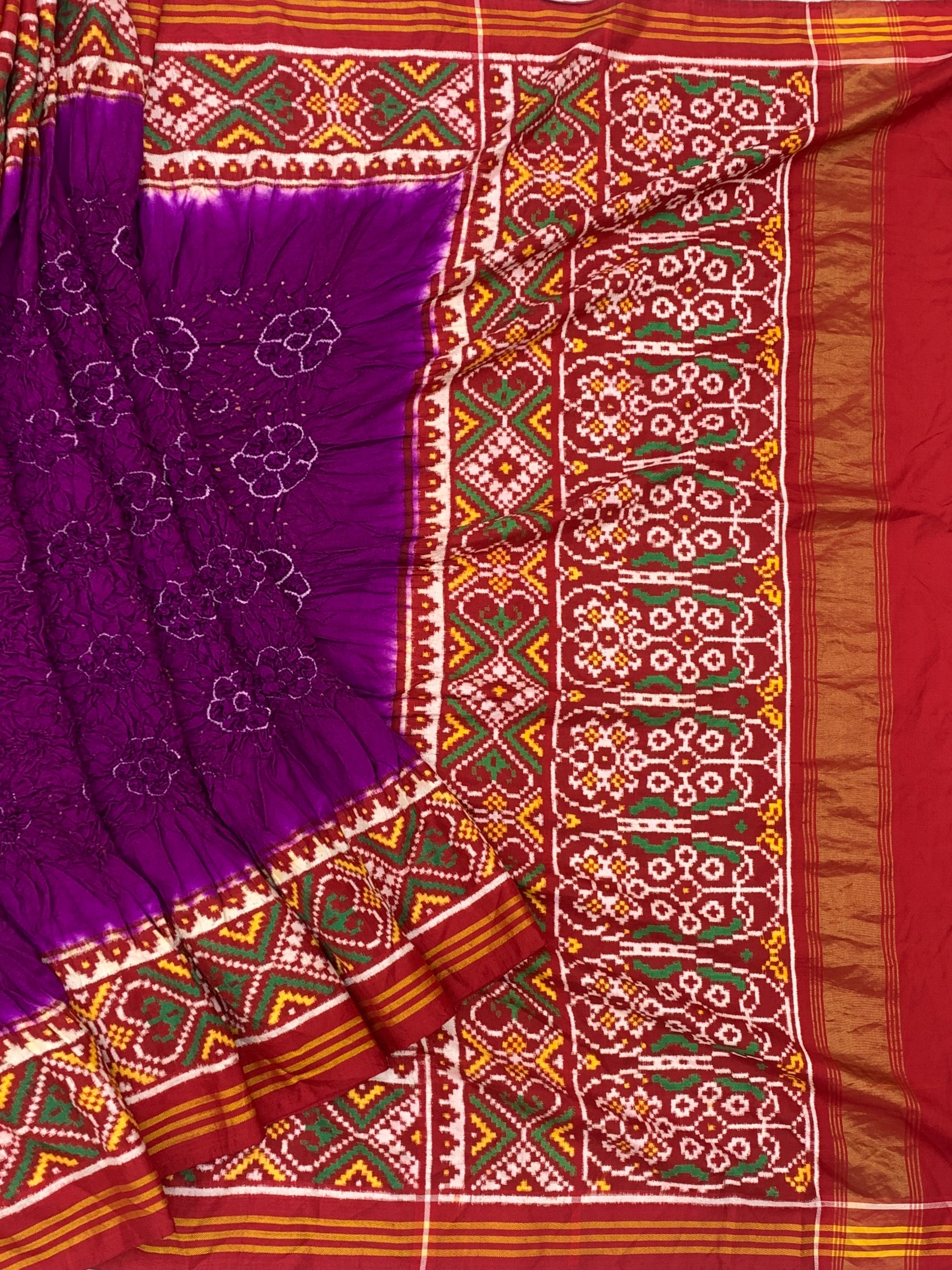 Regal Royal Purple Patan Patola Bandhani Silk Saree