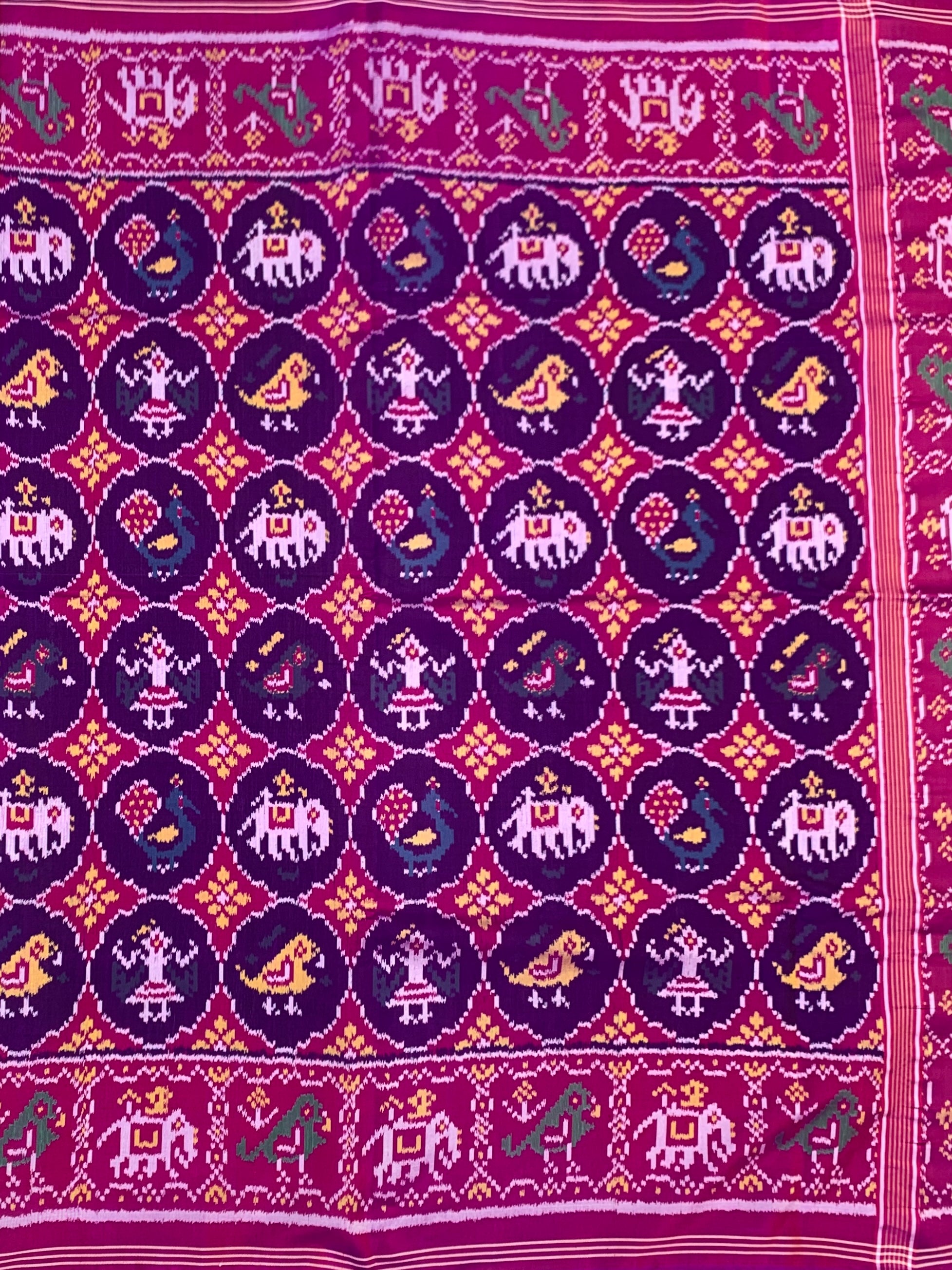 Royal Purple & Rani Pink Patola Saree with Heritage Motifs