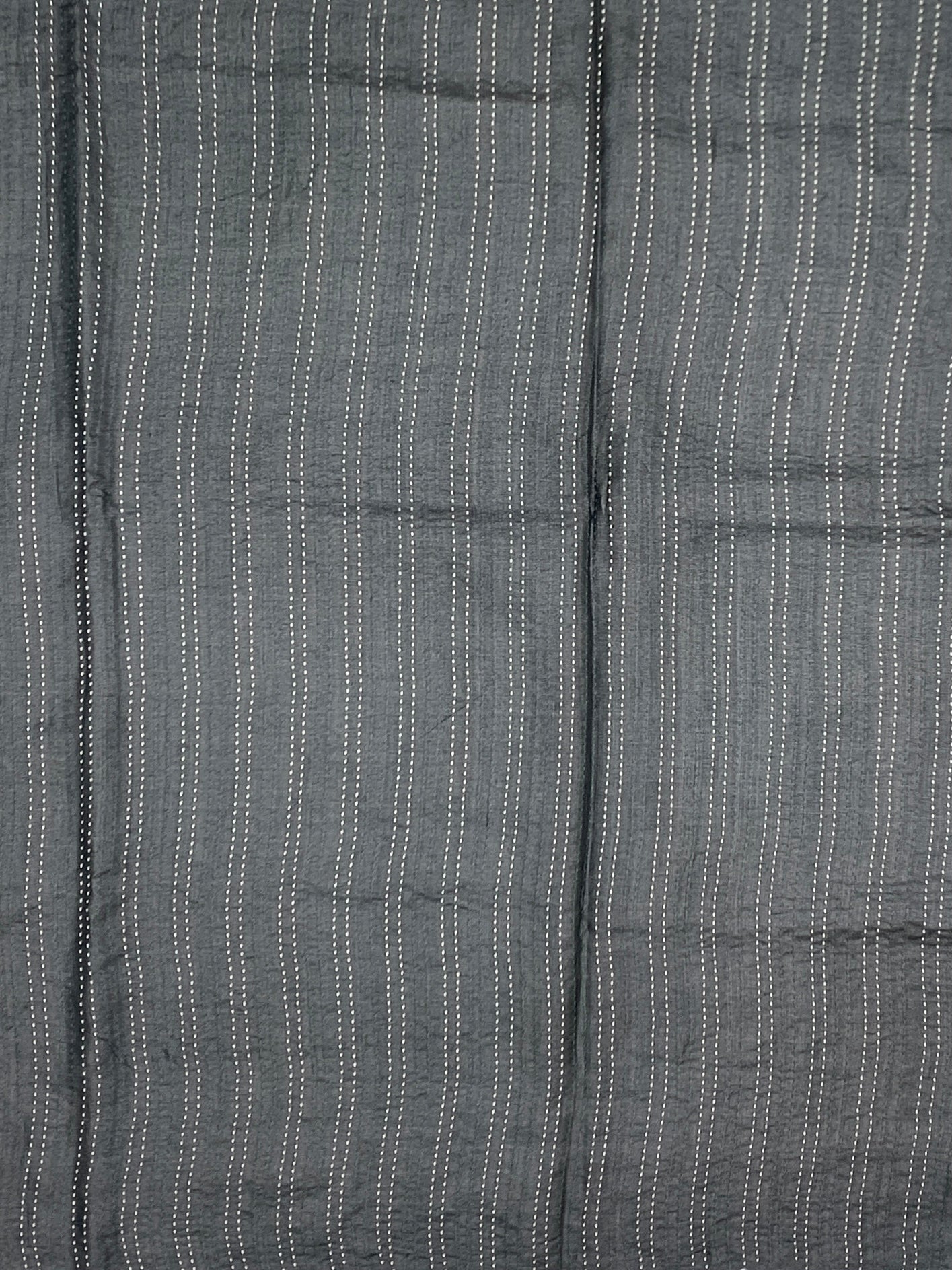 Midnight Charcoal: Pichwai Cow Motif Hand-Embroidered Tussar Saree