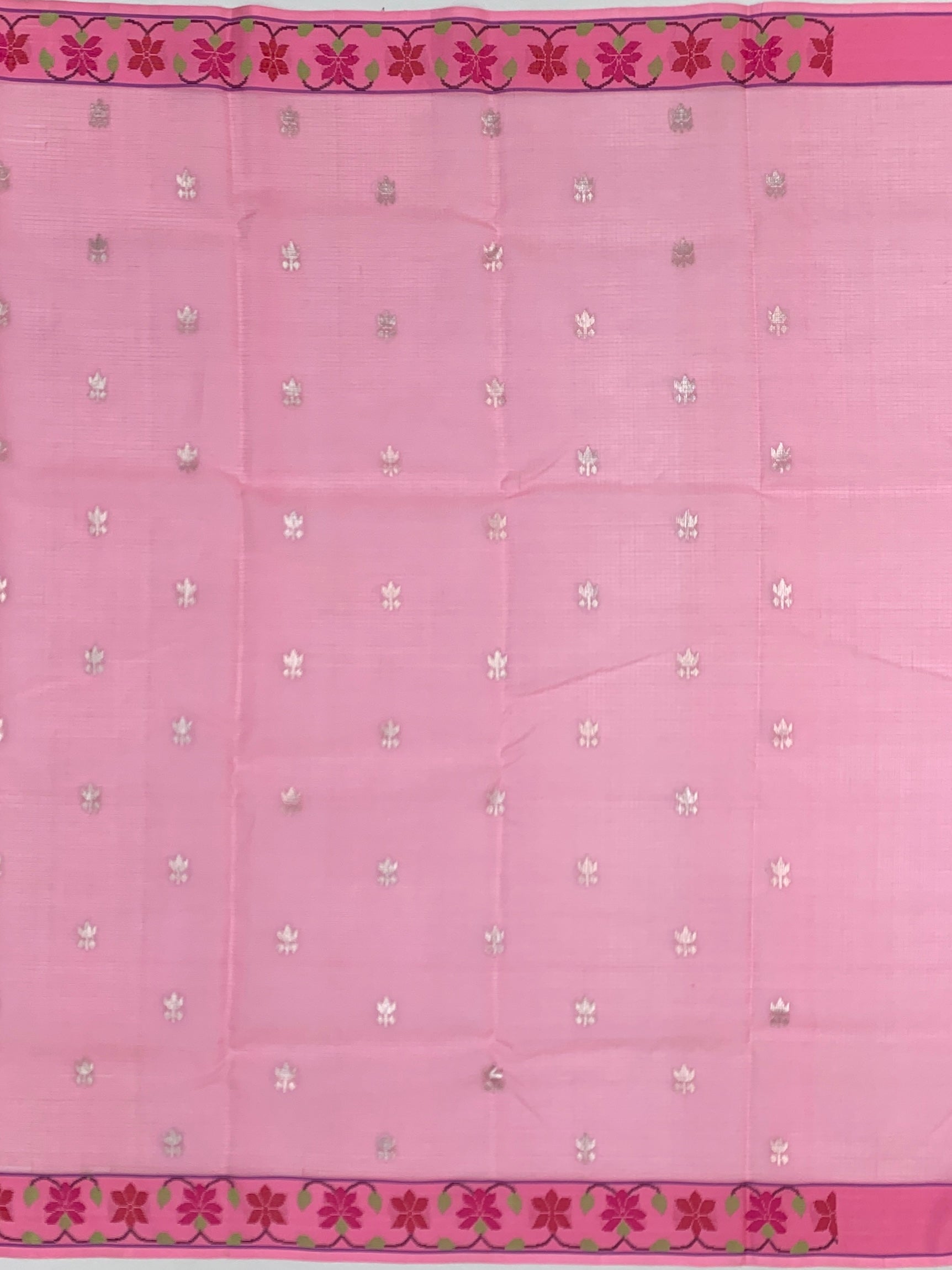Floral Zari Kota Saree with Striking Chevron Pallu
