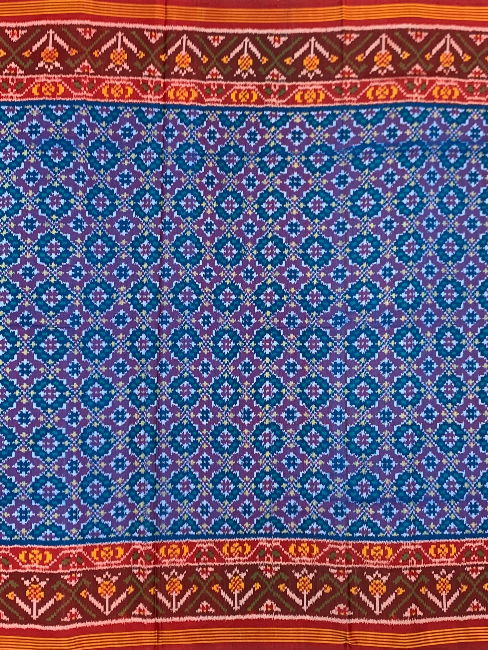 Regal Blue and Maroon Heritage Patola Silk Saree