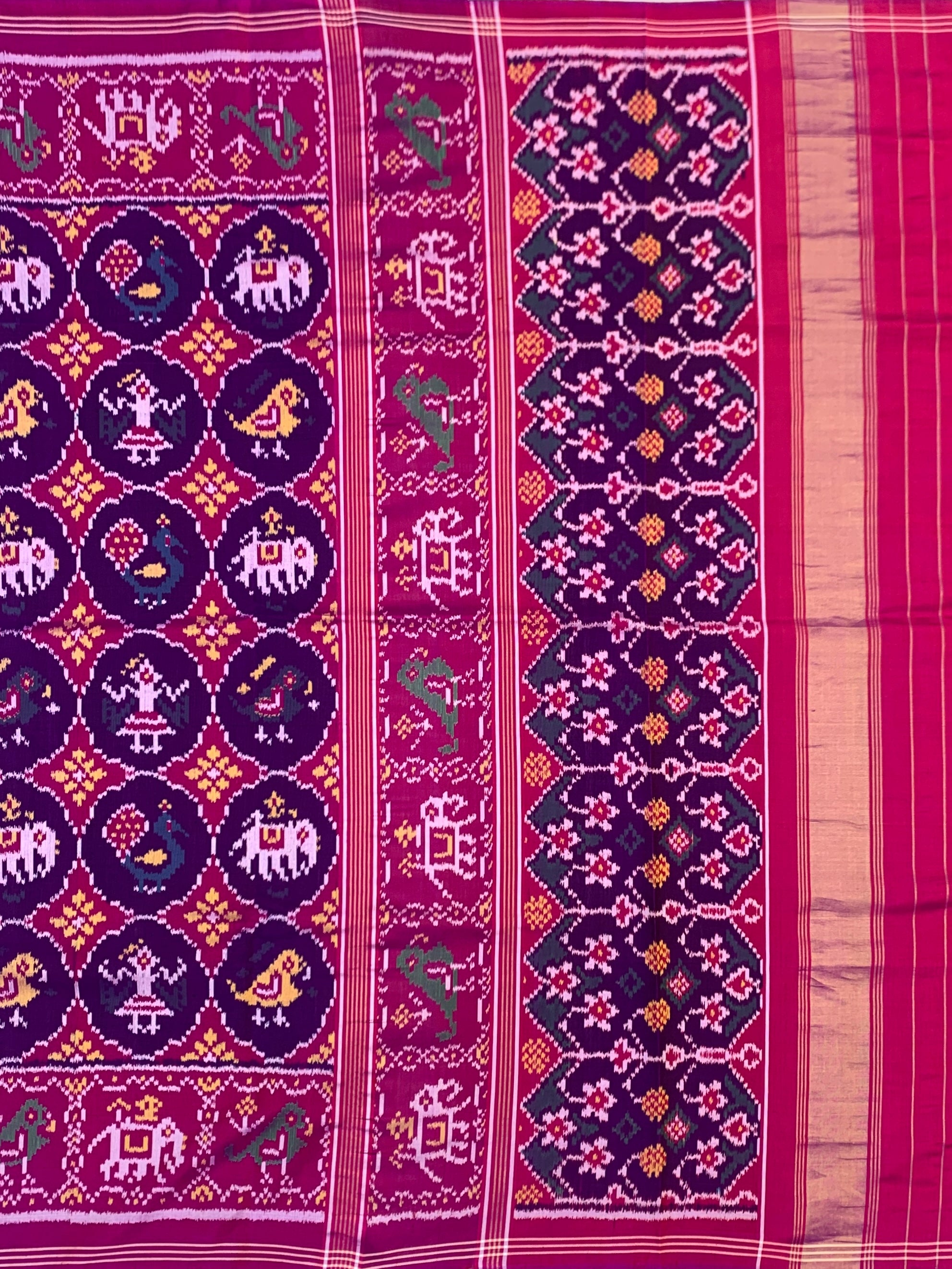 Royal Purple & Rani Pink Patola Saree with Heritage Motifs