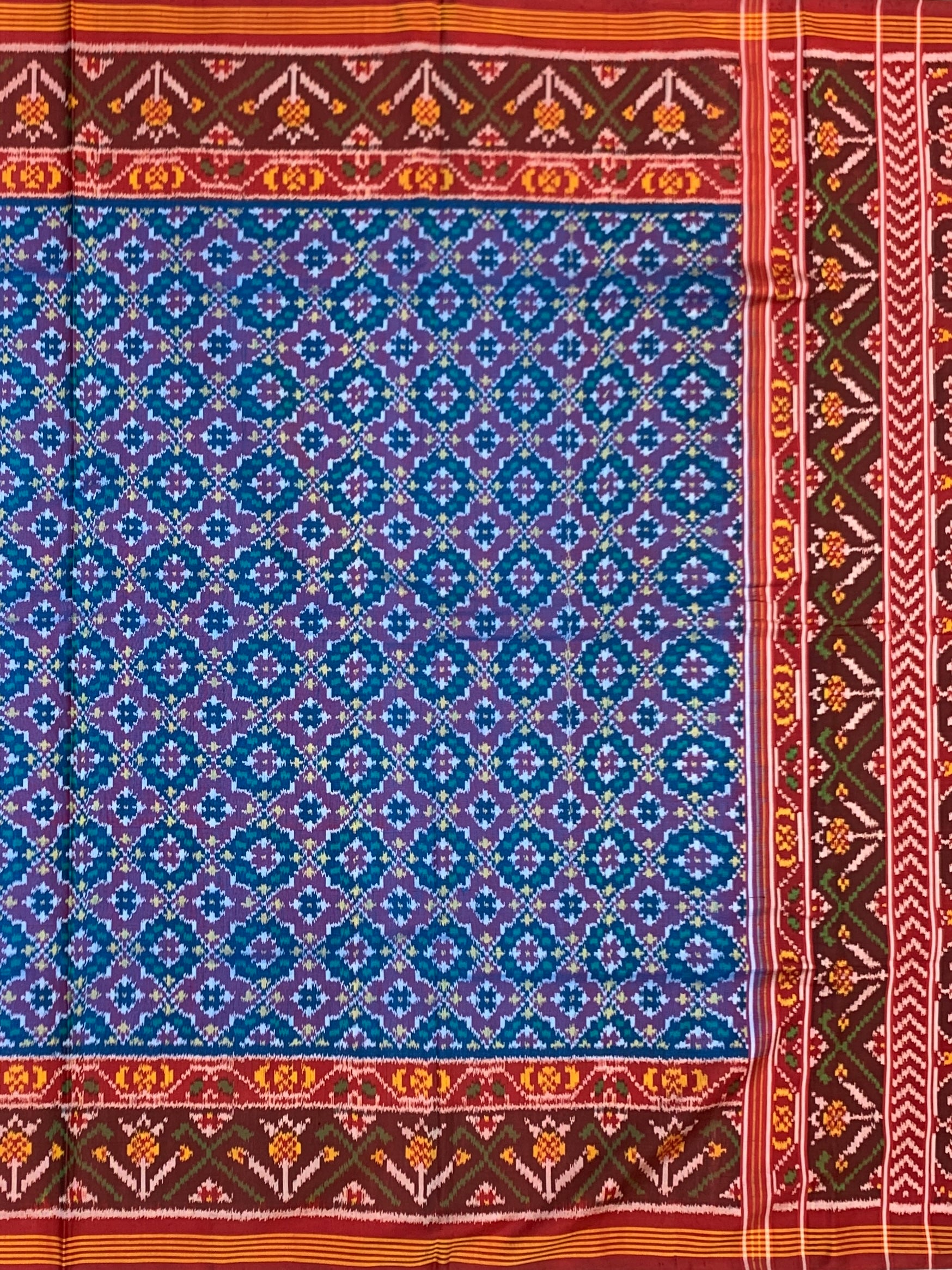Regal Blue and Maroon Heritage Patola Silk Saree