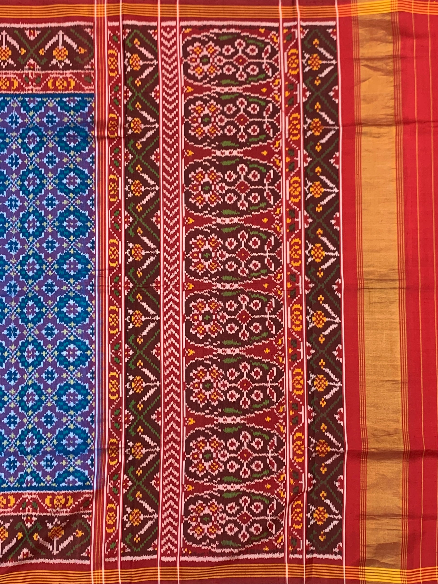 Regal Blue and Maroon Heritage Patola Silk Saree