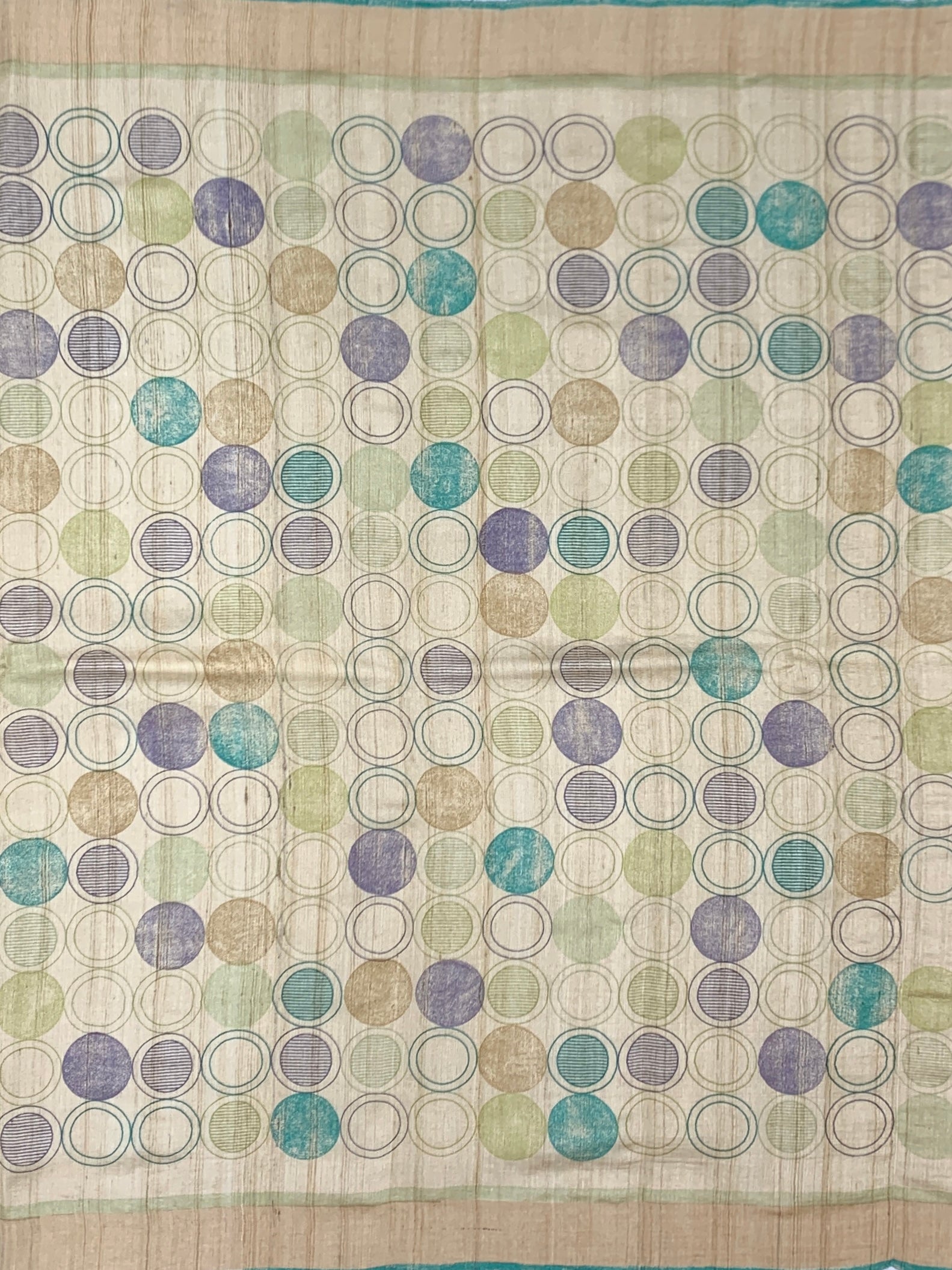 Modern Geometric Circles Tussar Silk Saree