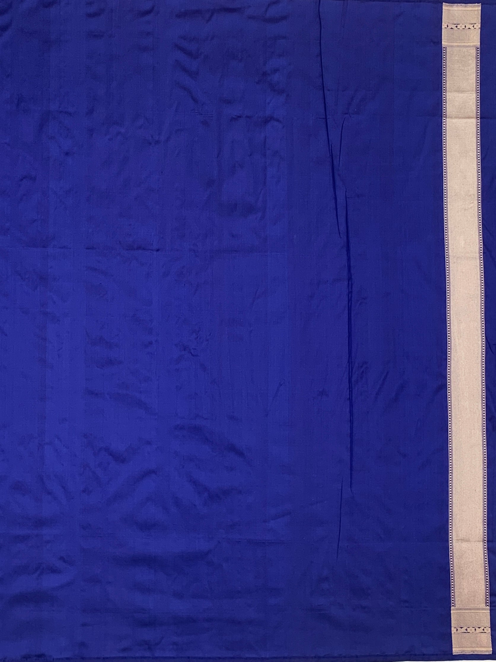 Royal Blue Banarasi Silk Saree with Silver Zari Bird Motifs