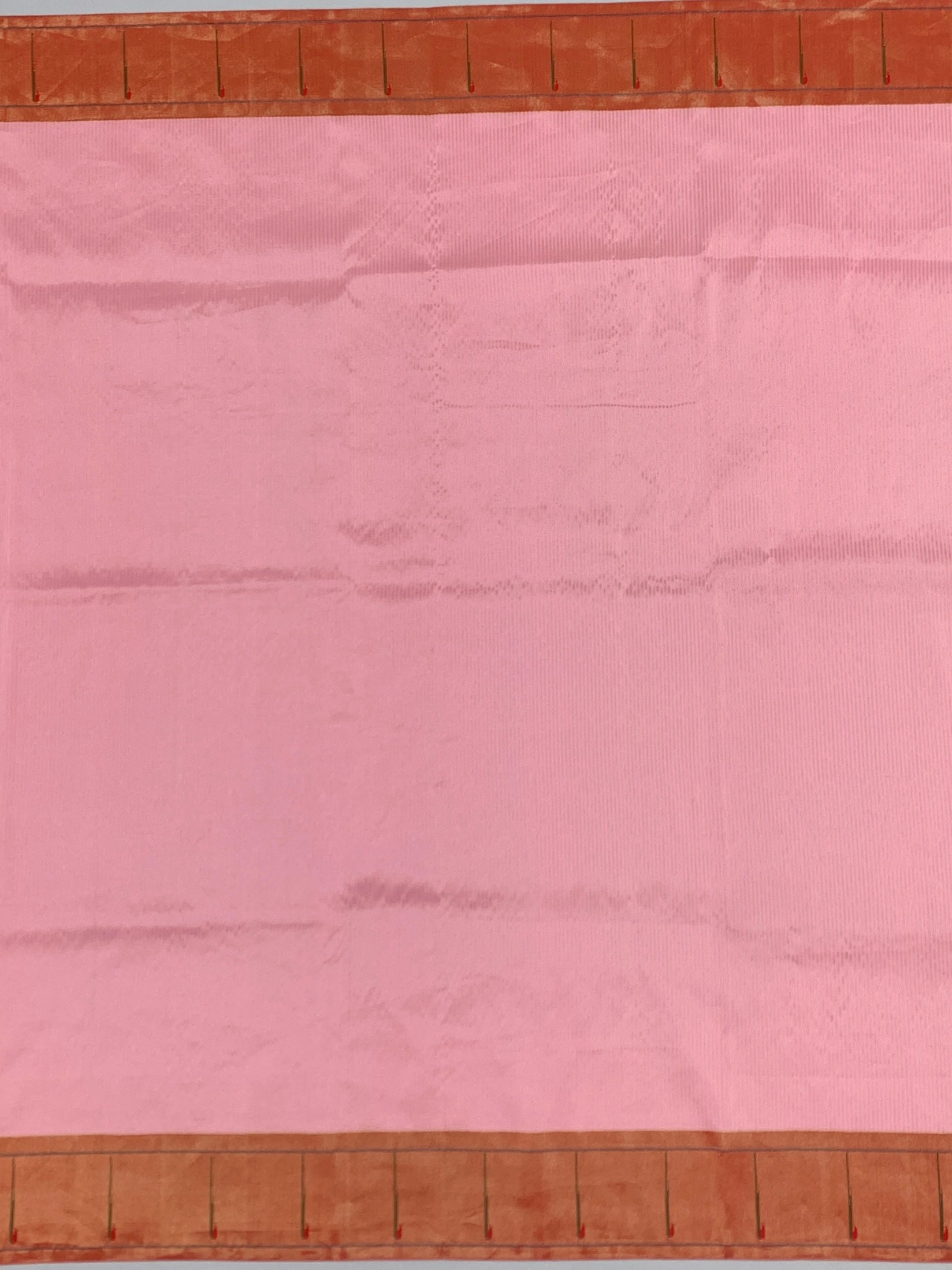 Soft Pastel Pink Textured Paithani Silk Saree with Geometric Floral Pallu