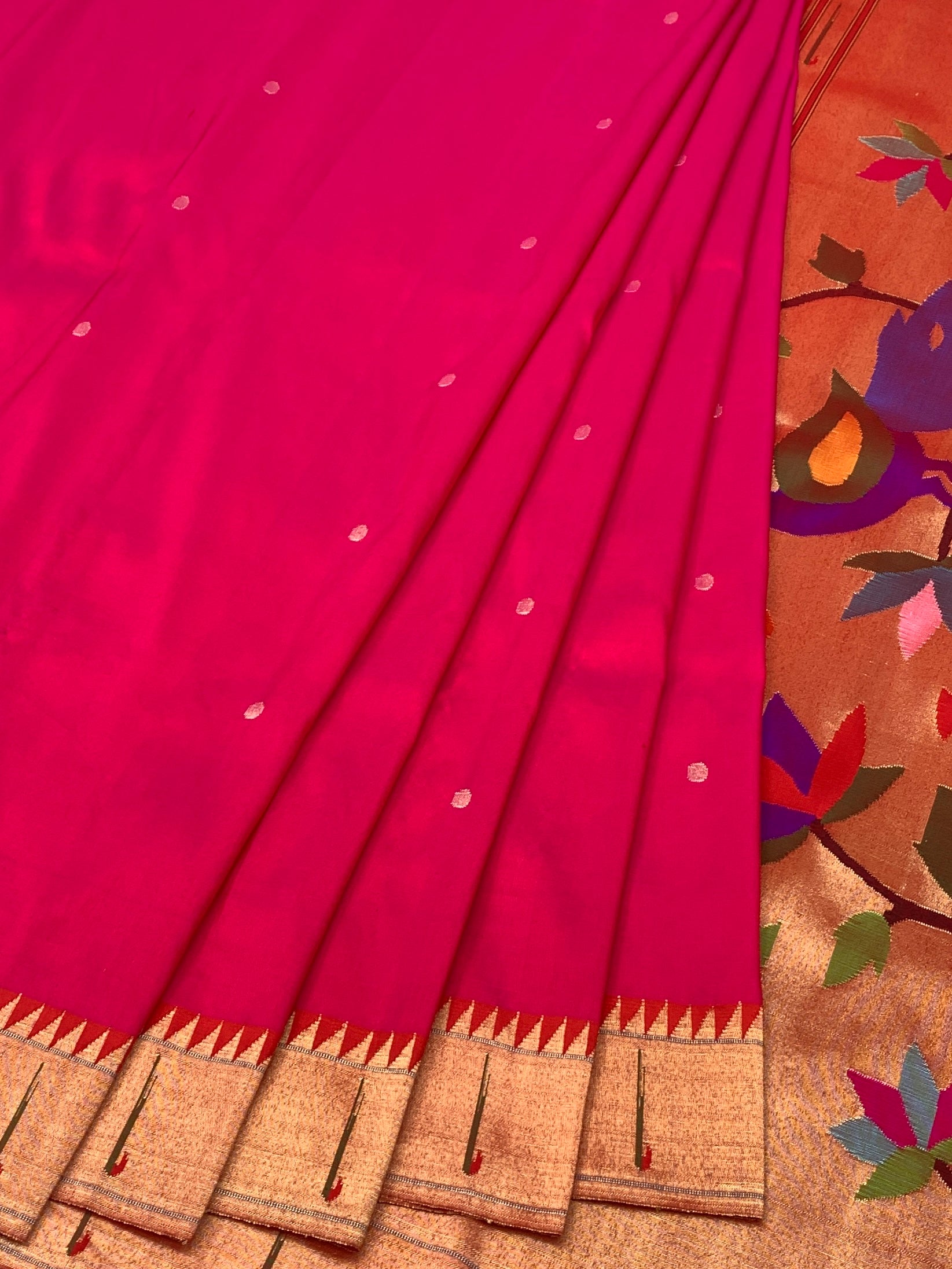 Regal Fuchsia Pink Paithani Silk Saree with Majestic Peacock Pallu