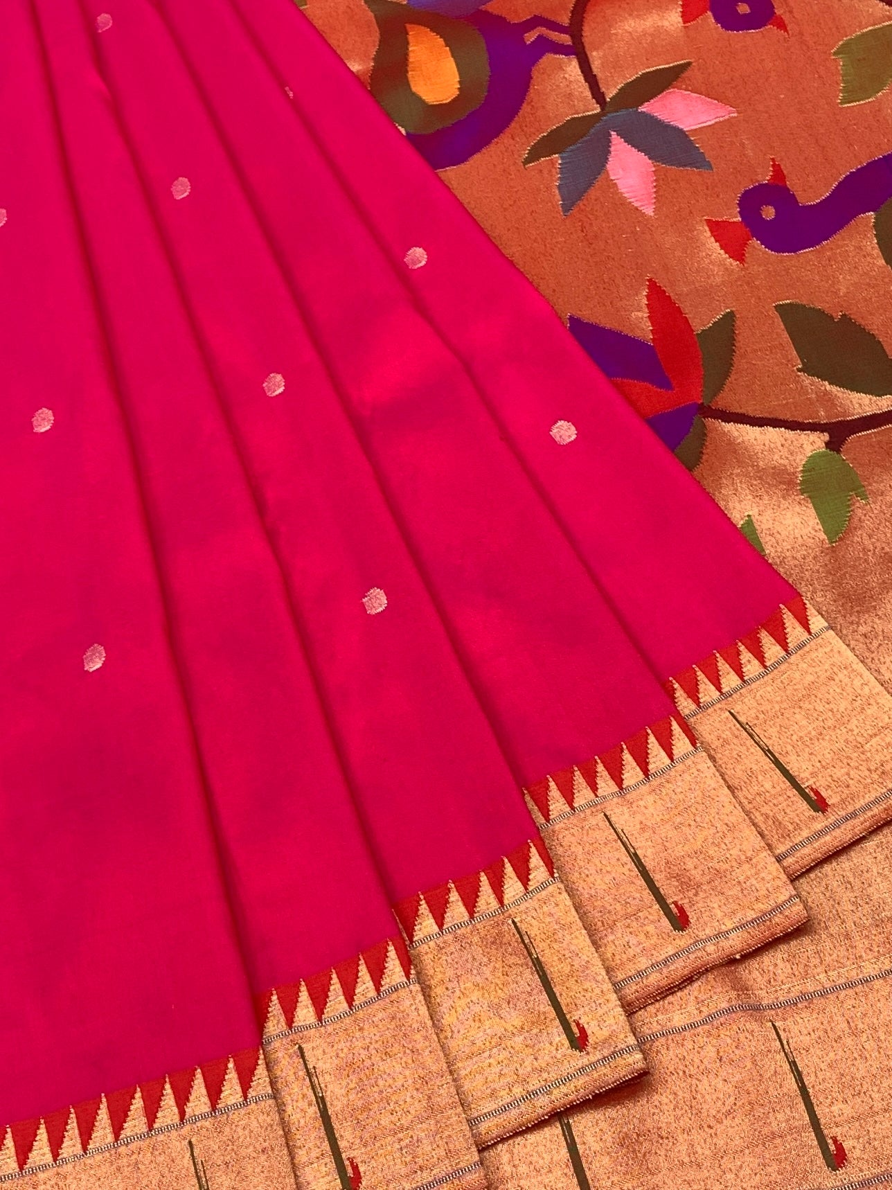Regal Fuchsia Pink Paithani Silk Saree with Majestic Peacock Pallu