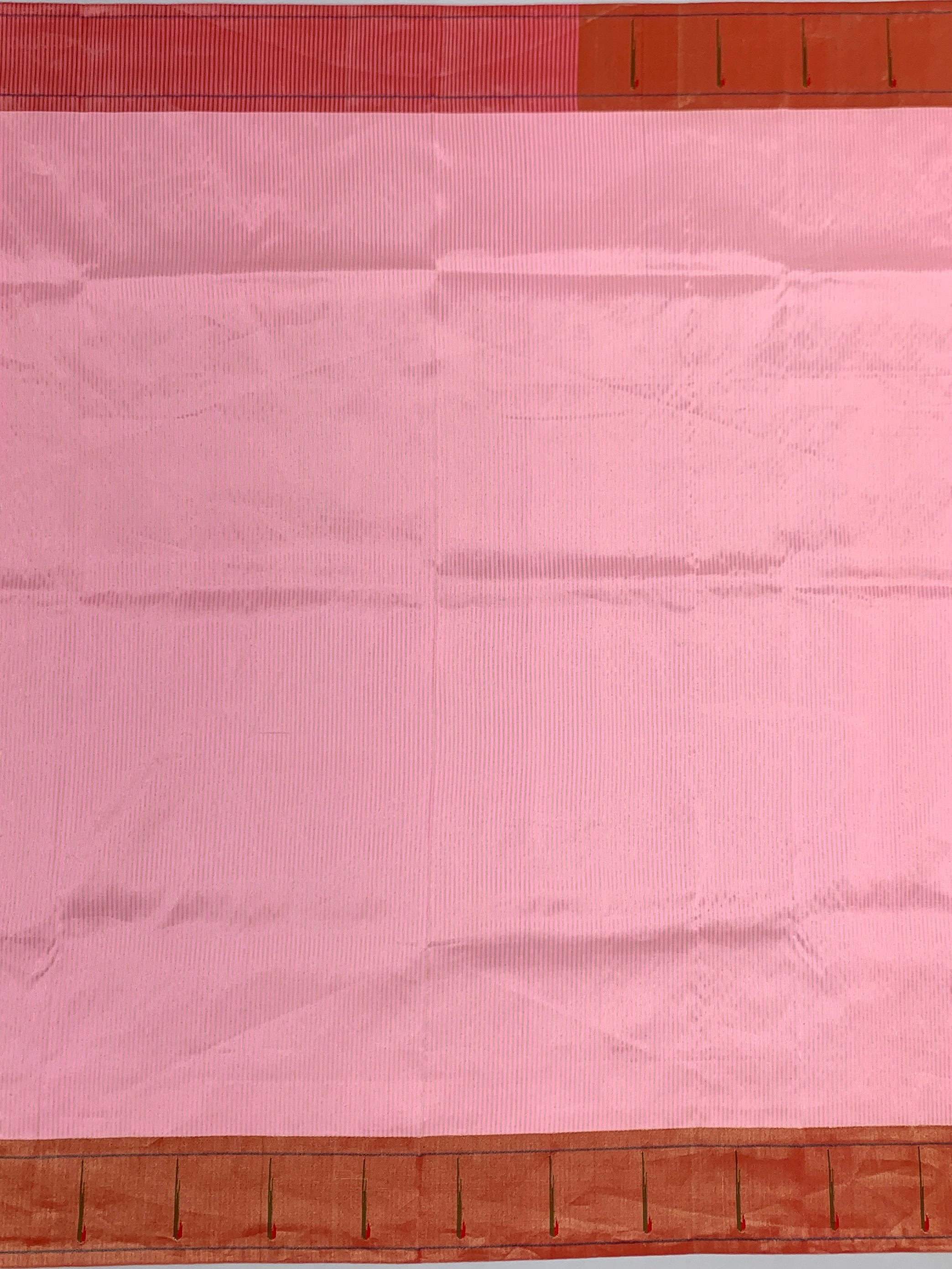 Soft Pastel Pink Textured Paithani Silk Saree with Geometric Floral Pallu
