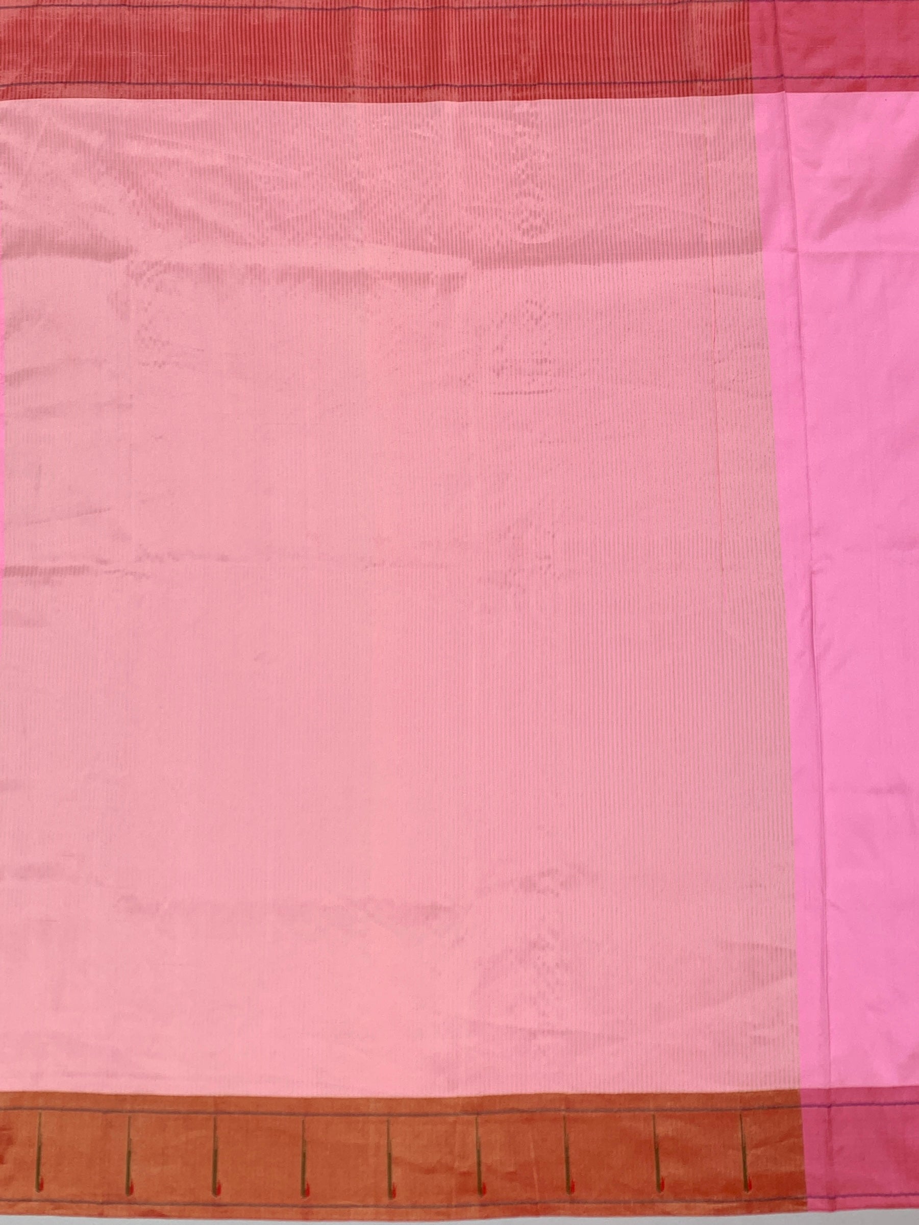 Soft Pastel Pink Textured Paithani Silk Saree with Geometric Floral Pallu