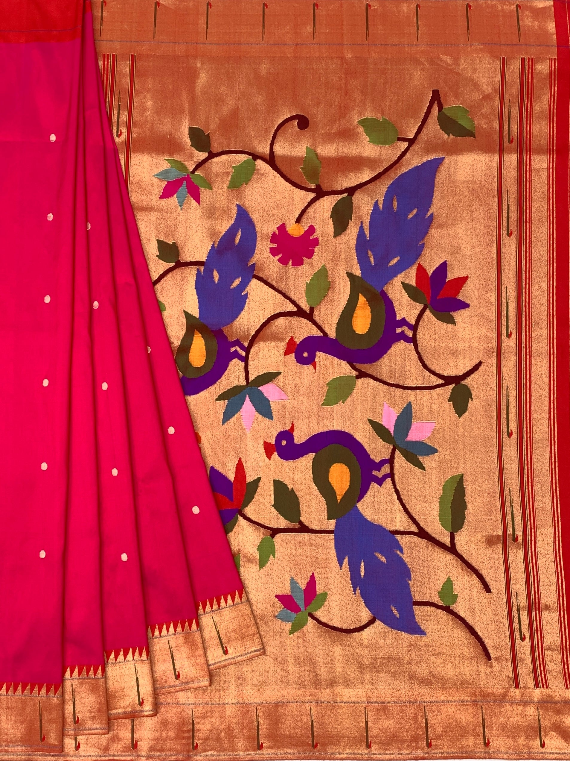 Regal Fuchsia Pink Paithani Silk Saree with Majestic Peacock Pallu