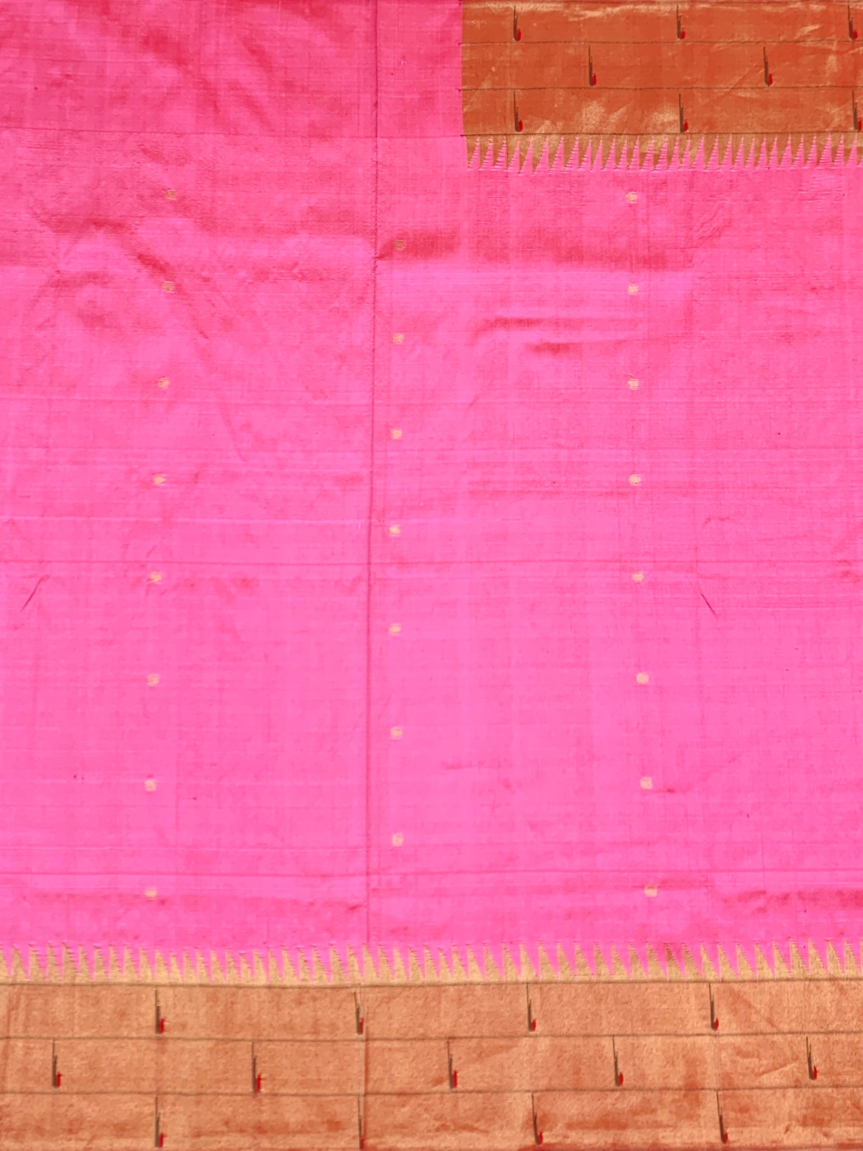 Radiant Flamingo Pink Paithani Silk Saree with Vibrant Parrot Pallu