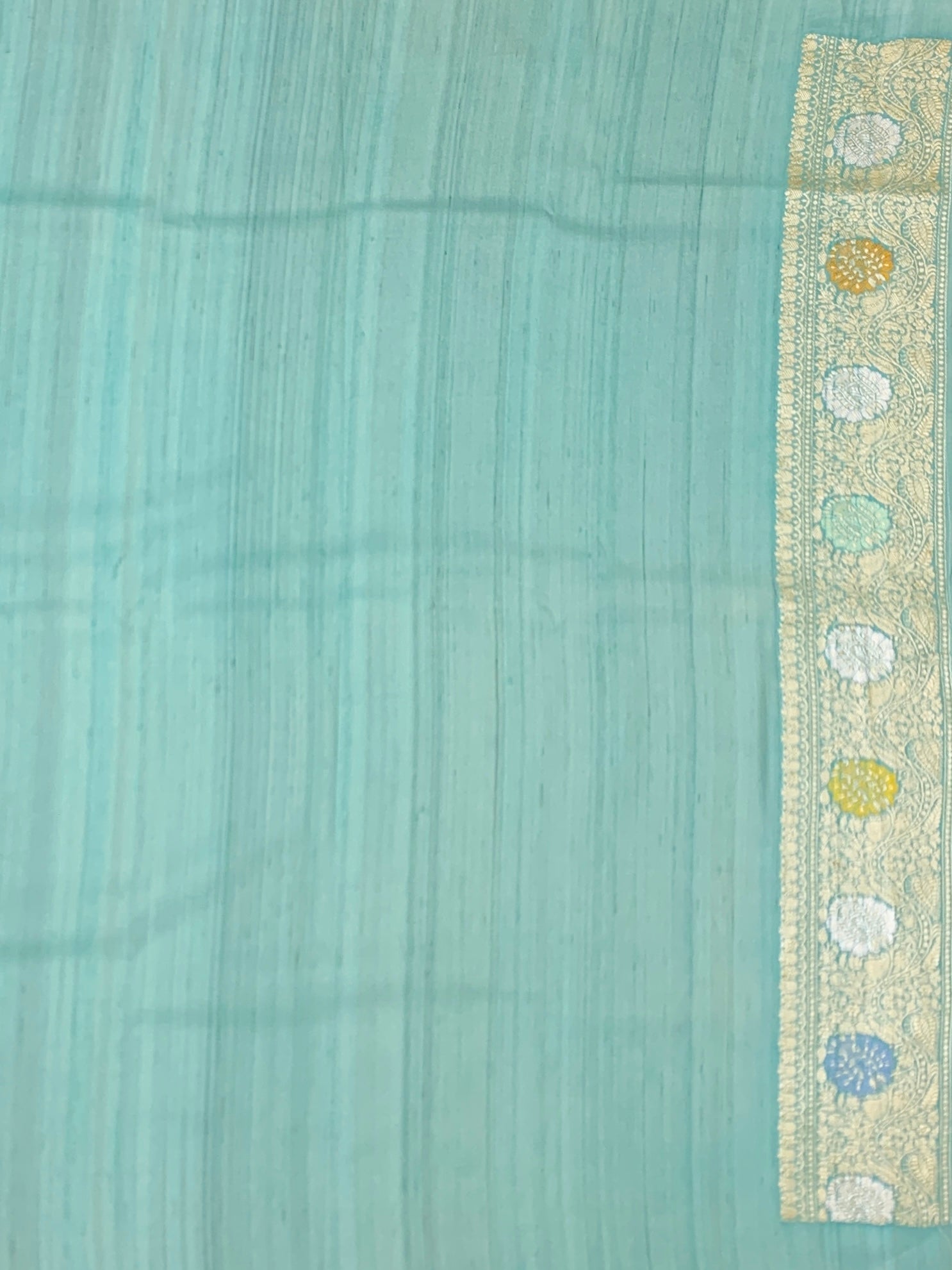 Vibrant Fuchsia Pink Tussore Georgette Saree with Meenakari Florals and Aqua Blue Blouse