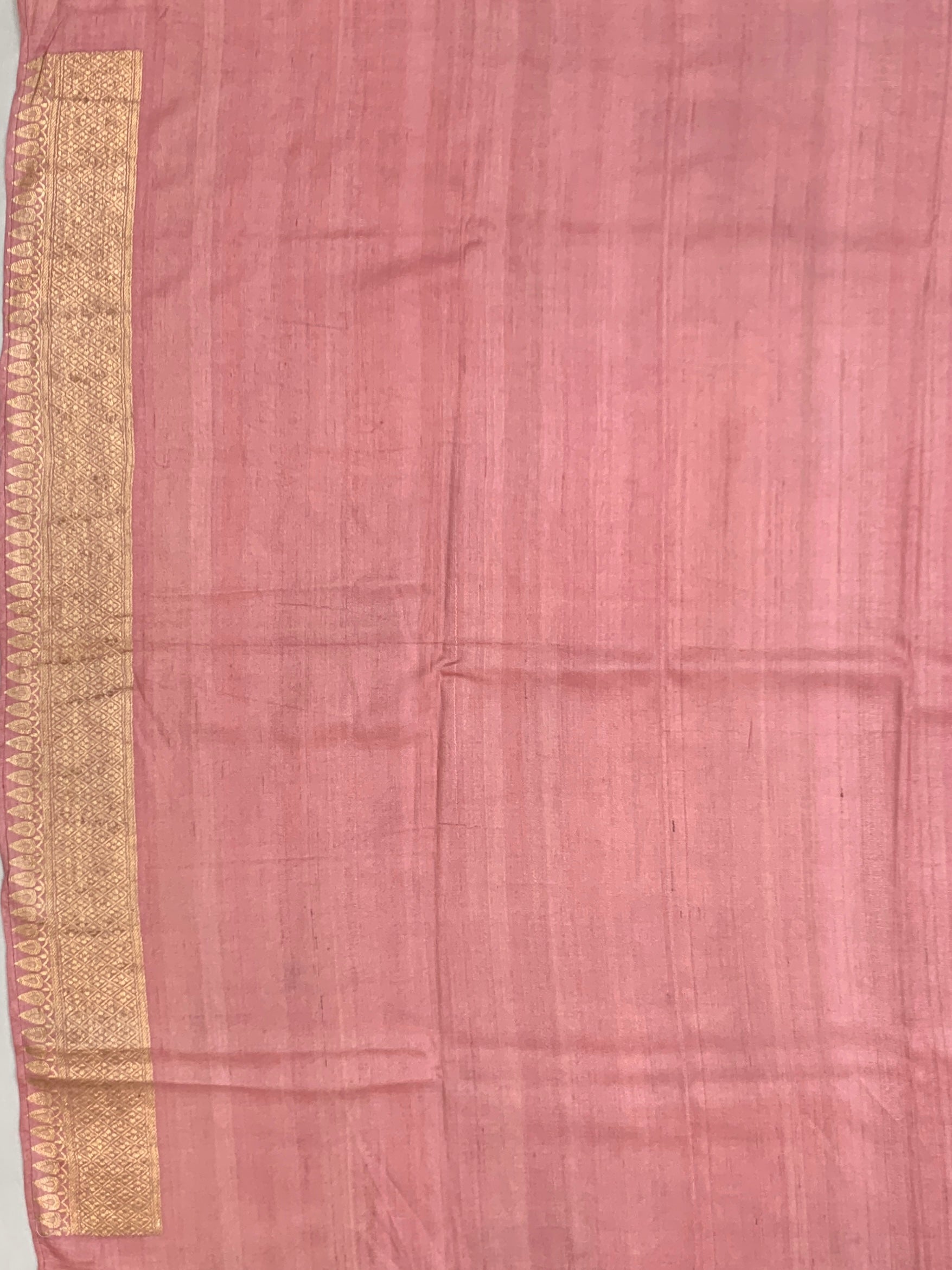 Midnight Blue Floral Tussore Georgette Saree with Contrast Pink Pallu