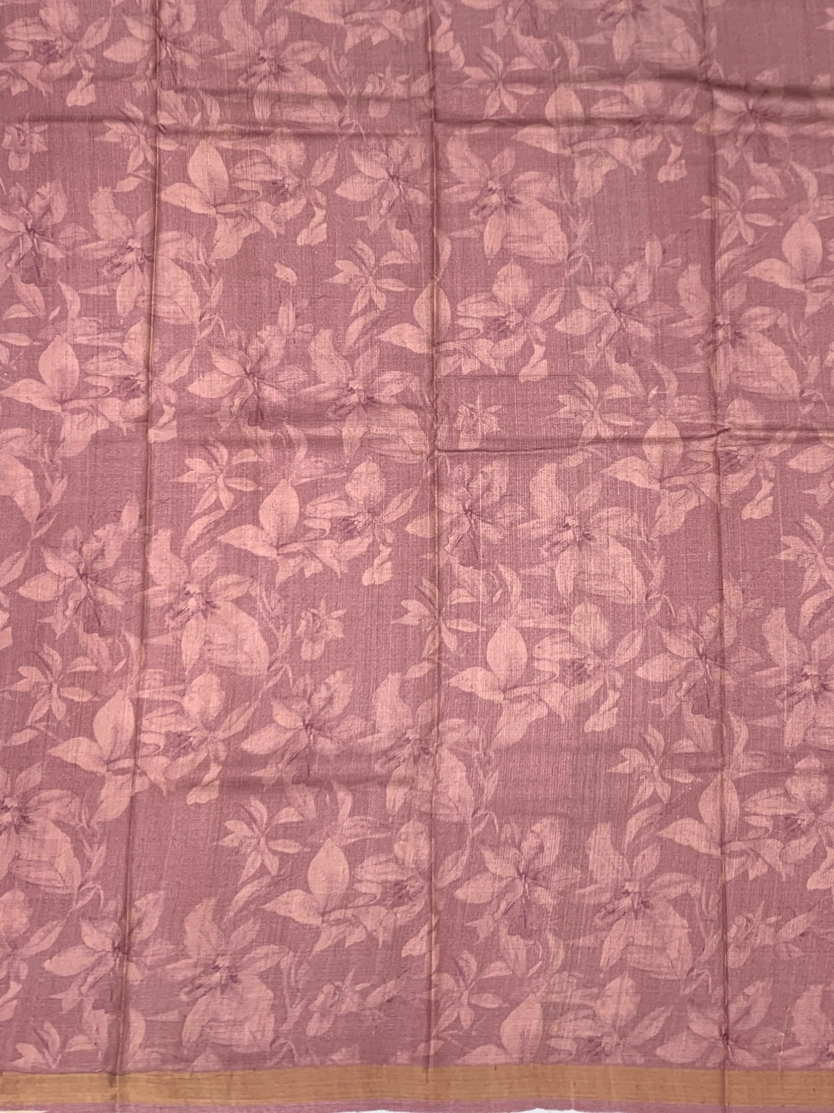 Dusty Rose Romance: Ethereal Floral Tussore Printed Saree
