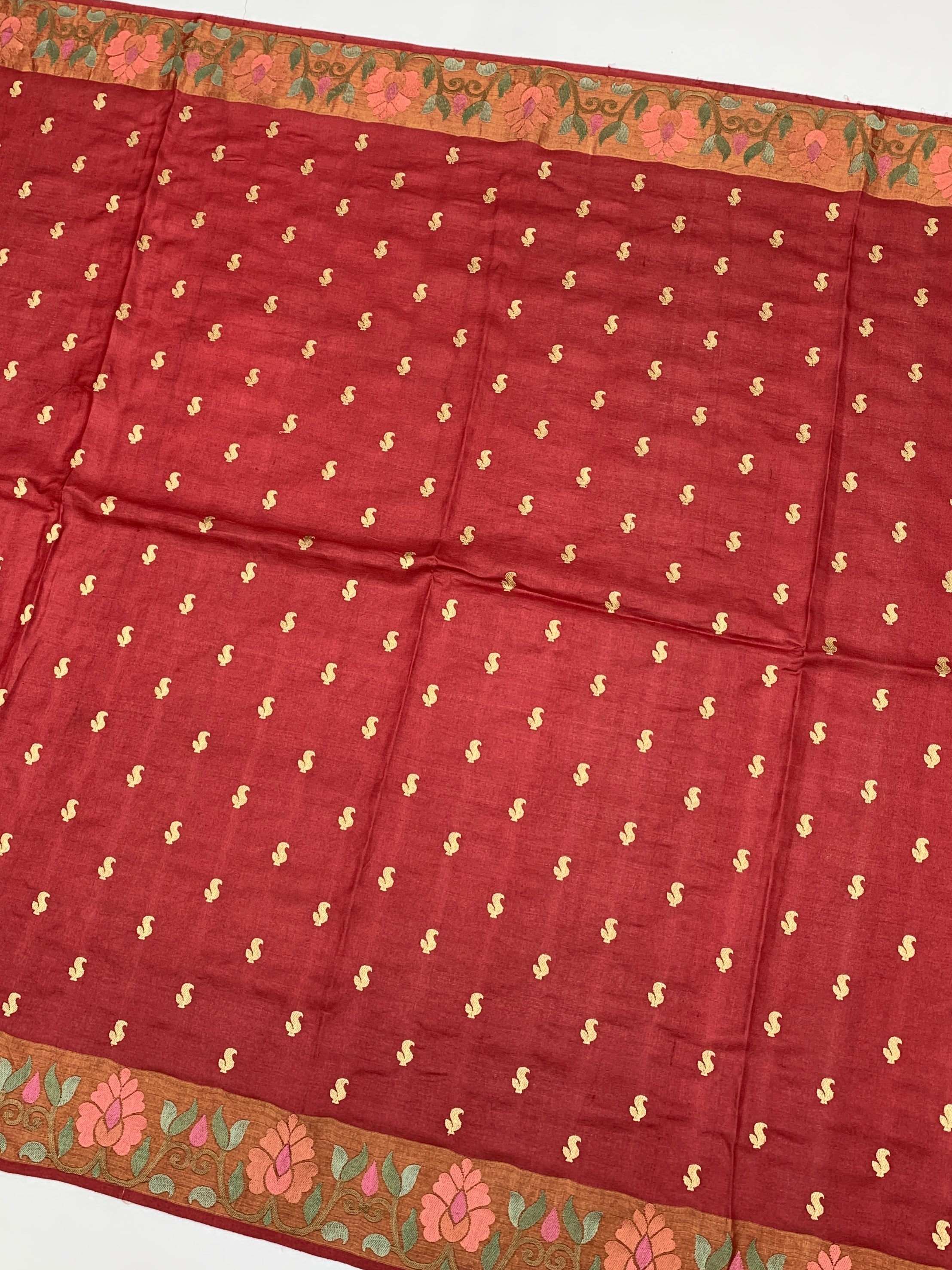 Tussore Saree Red In Colour