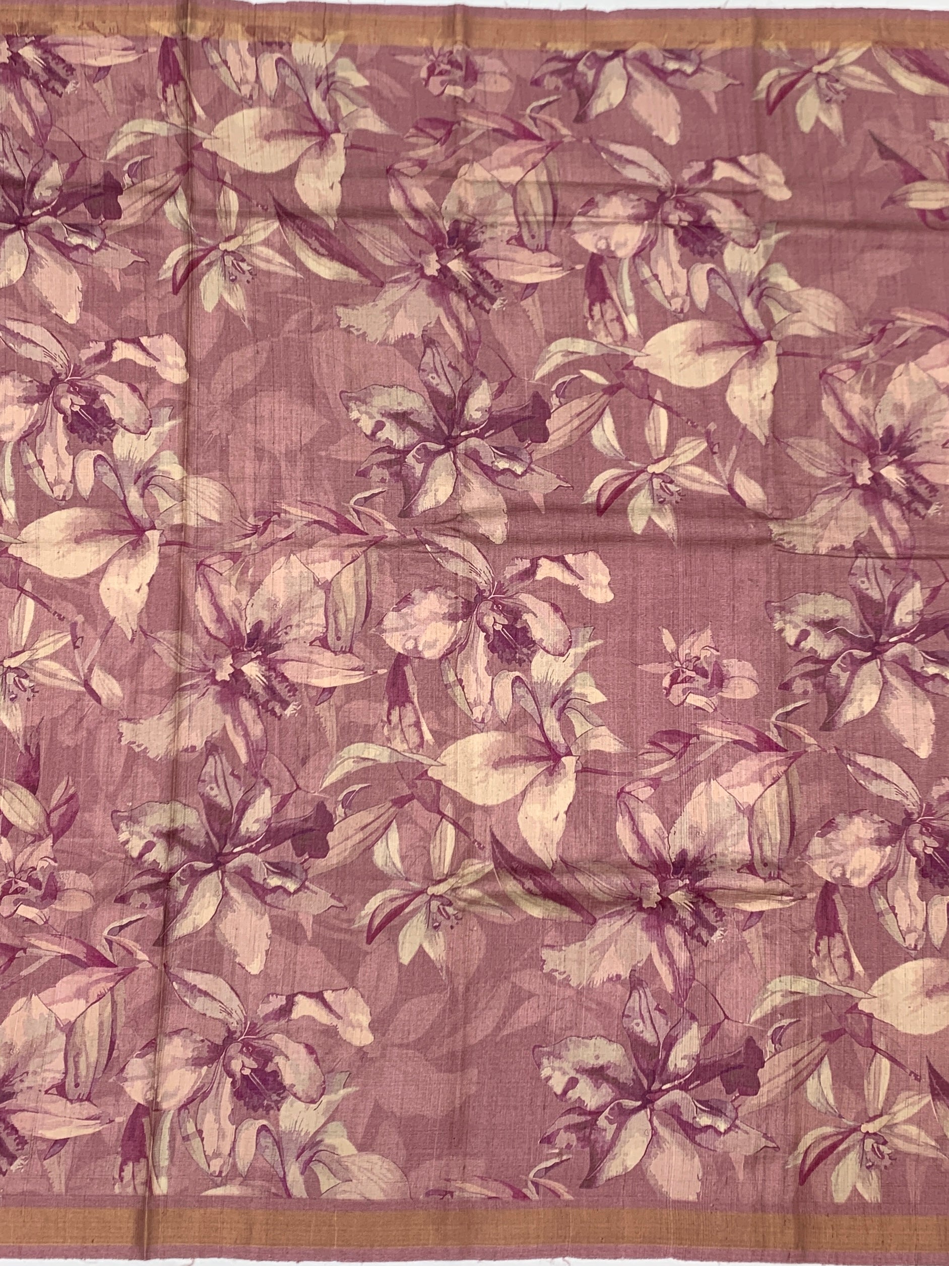 Dusty Rose Romance: Ethereal Floral Tussore Printed Saree