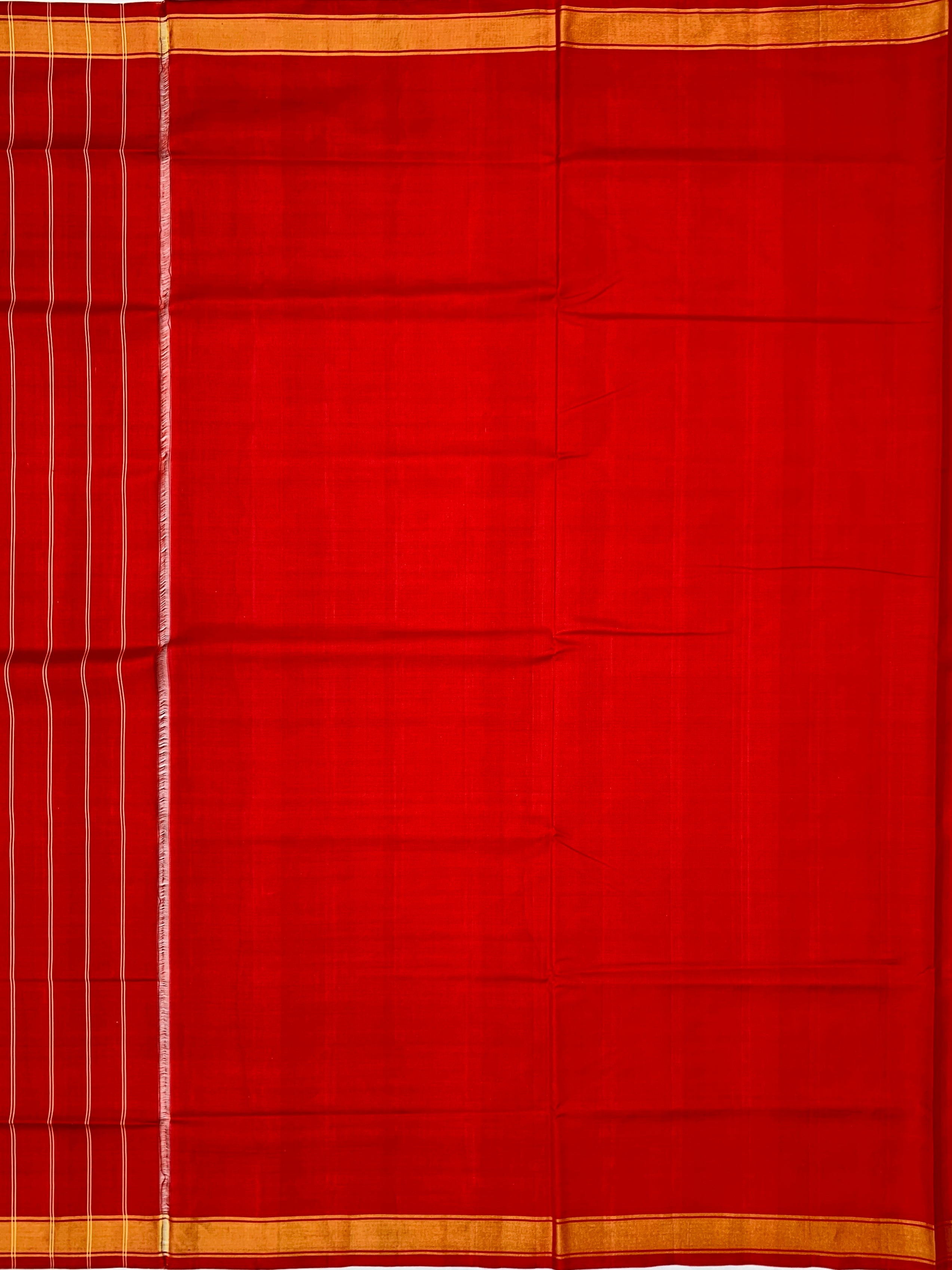 Vibrant Leaf Green and Crimson Red Rajkot Patola Silk Saree