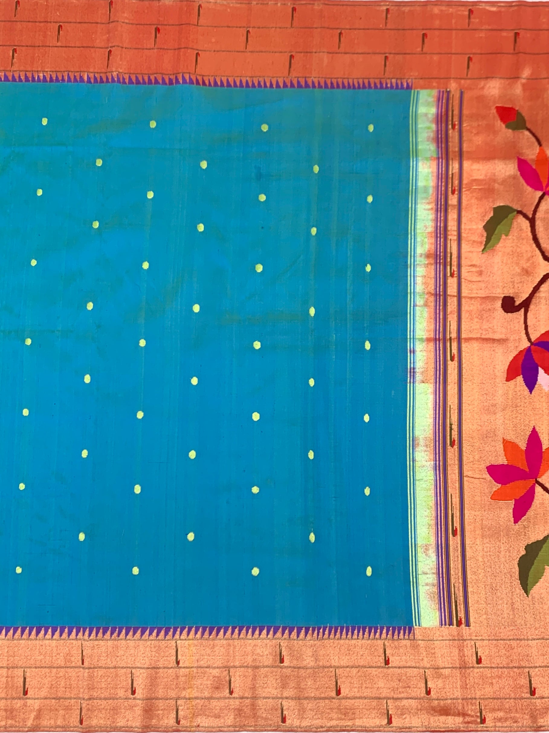 Luminous Turquoise Blue Paithani Silk Saree with Majestic Peacock Pallu