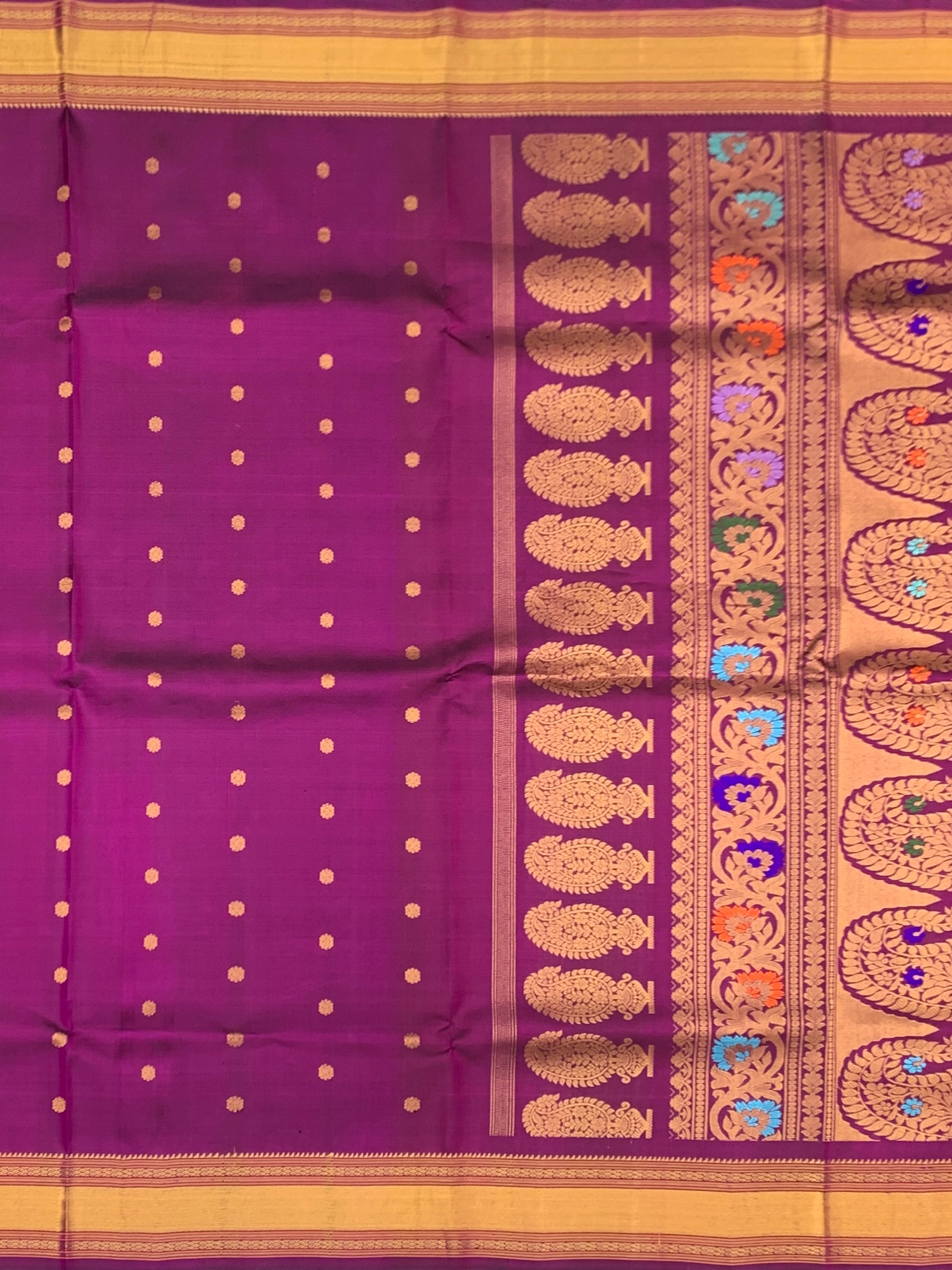 Dark Purple Handwoven Gadwal Pattu Saree