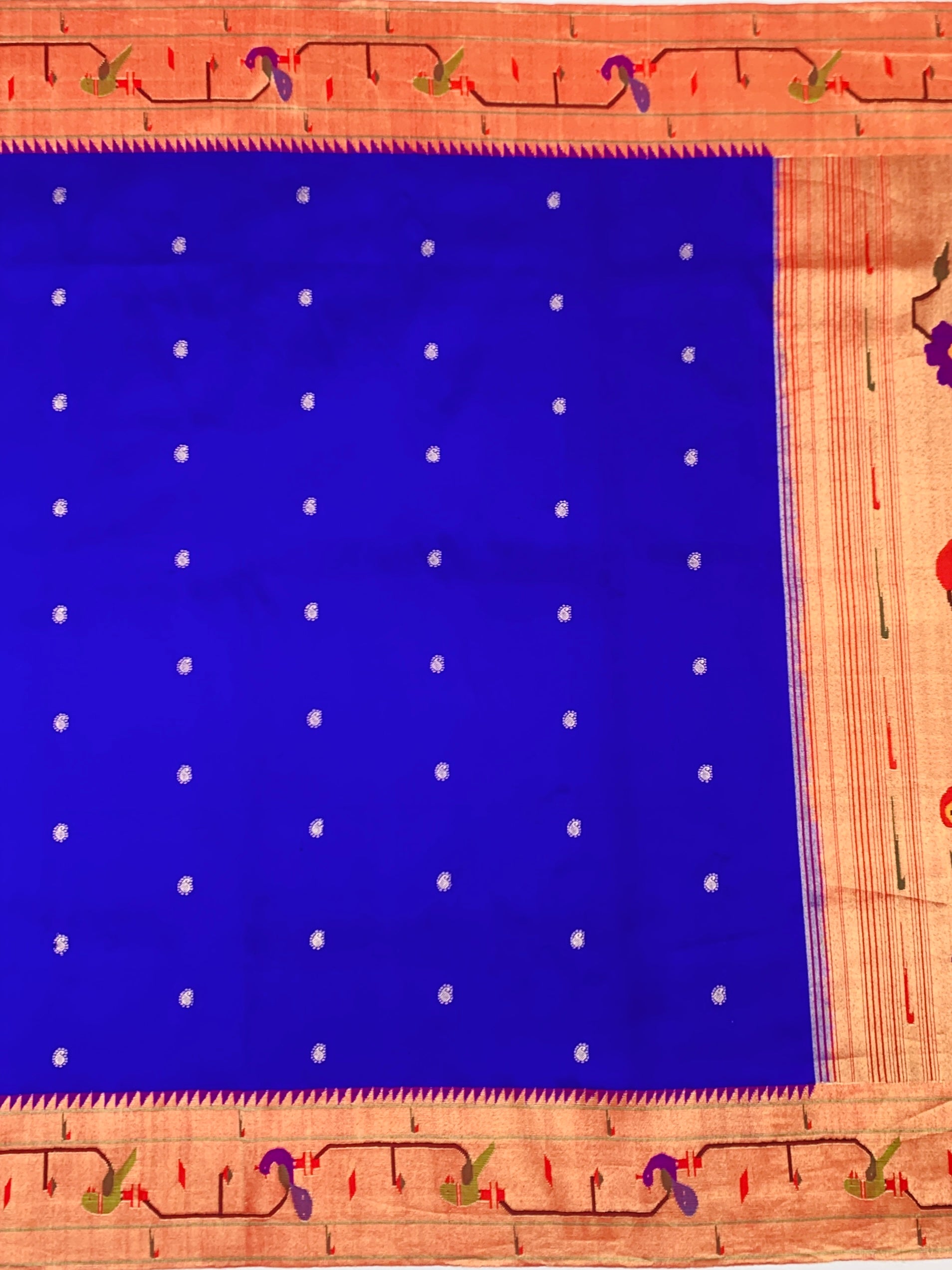 Majestic Royal Blue Paithani Silk Saree with Vibrant Parrot Pallu