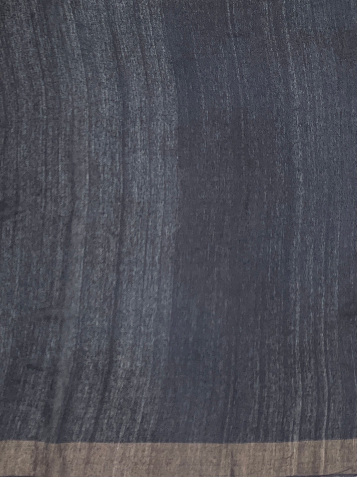 Charcoal Black Tussore Saree with Vine Block Prints