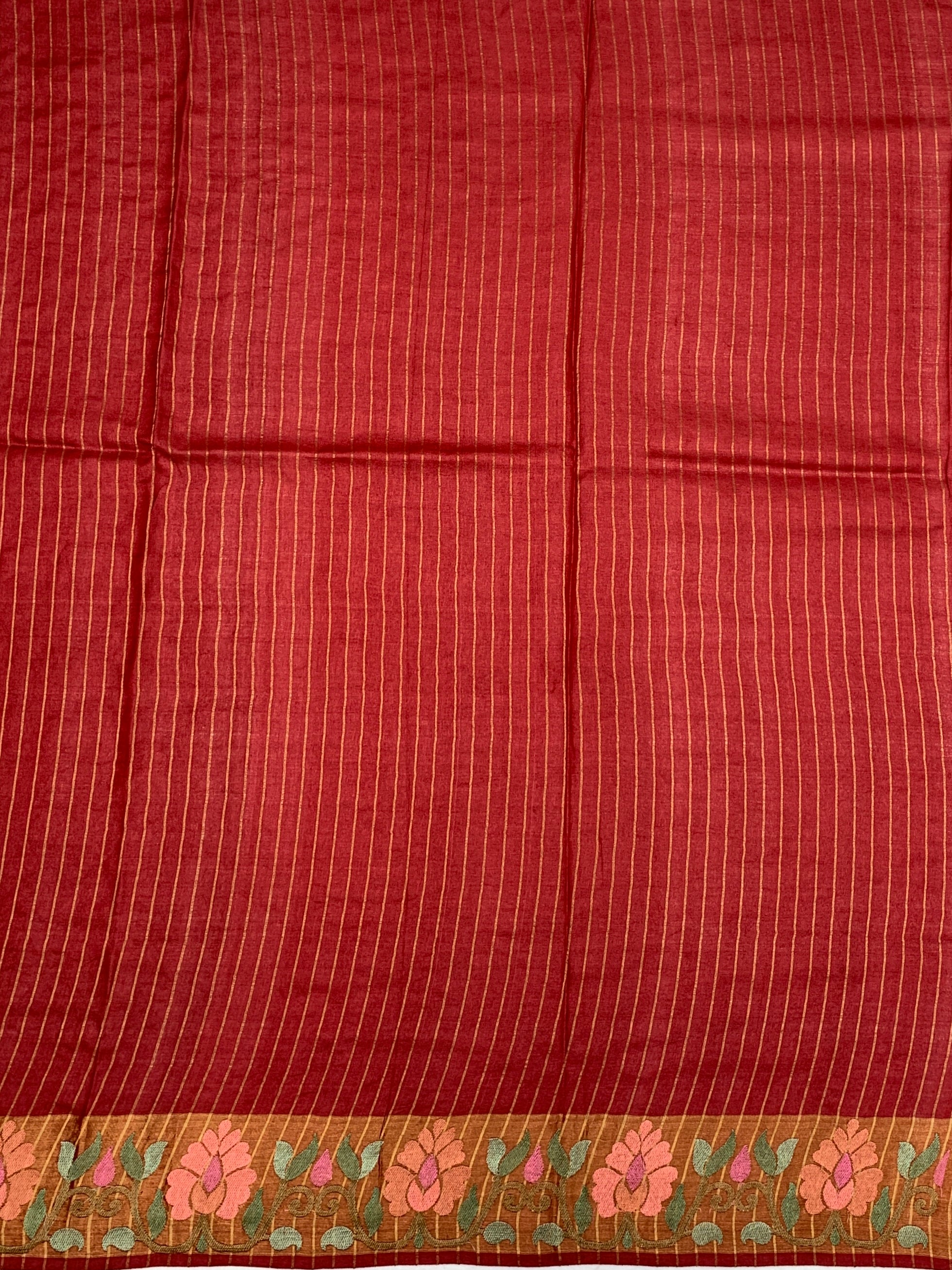 Tussore Saree Red In Colour