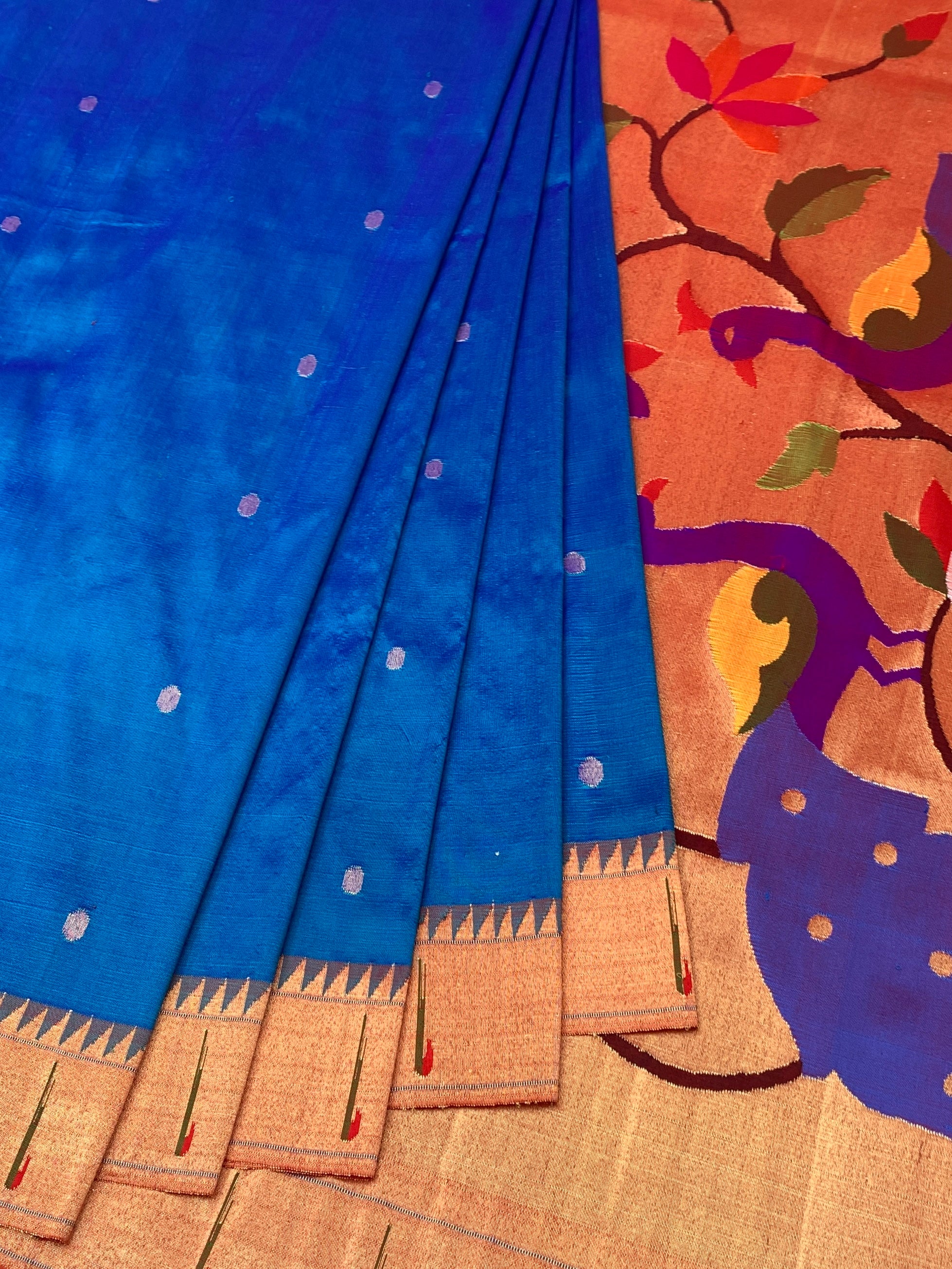 Exquisite Royal Blue Paithani Silk Saree with Grand Peacock Pallu