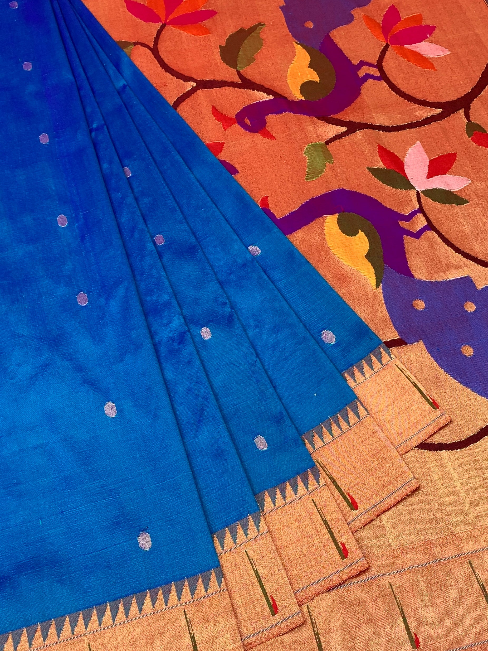 Exquisite Royal Blue Paithani Silk Saree with Grand Peacock Pallu