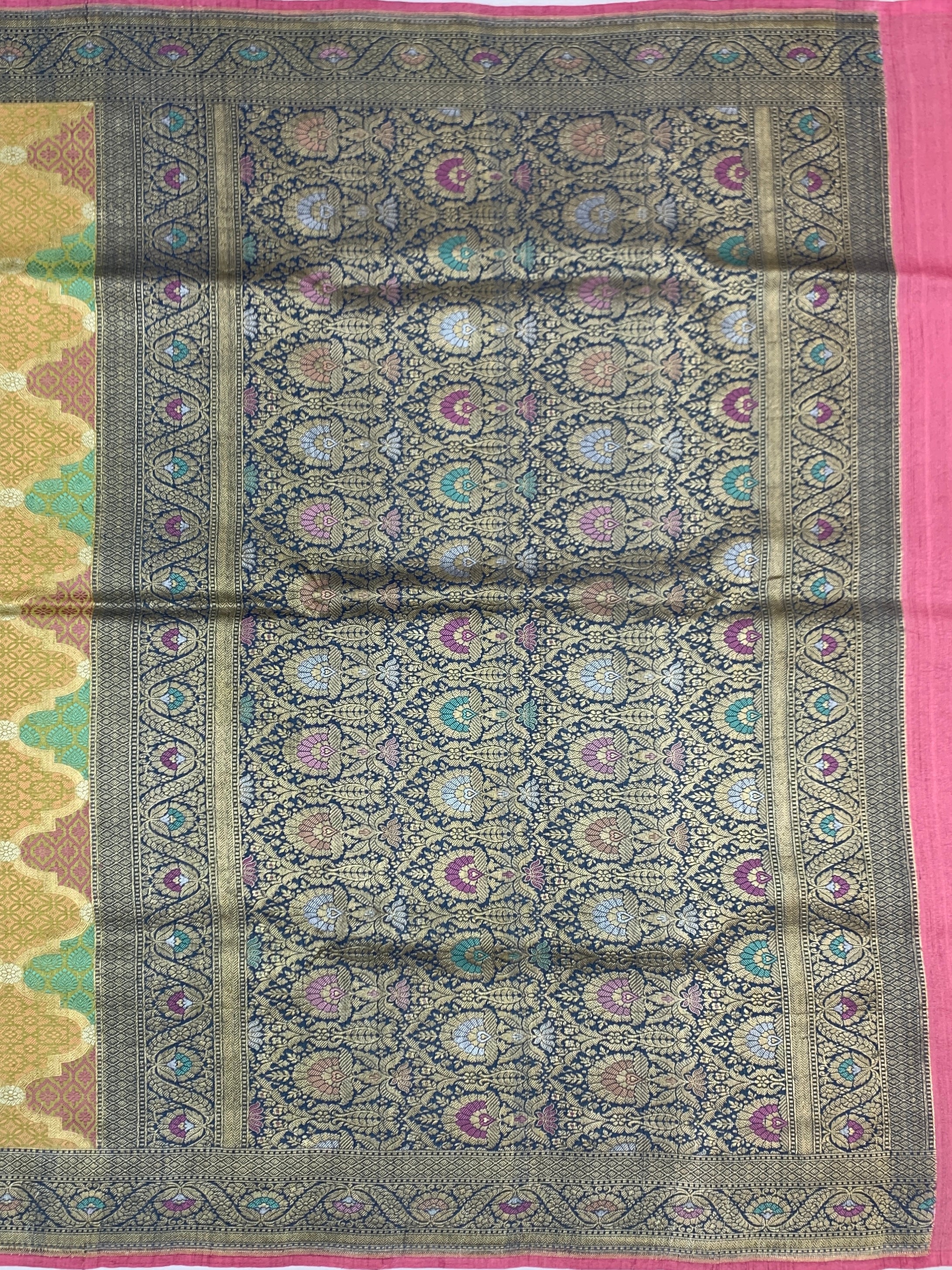 Exquisite Geometric Tussore Georgette Saree with Zari Brocade