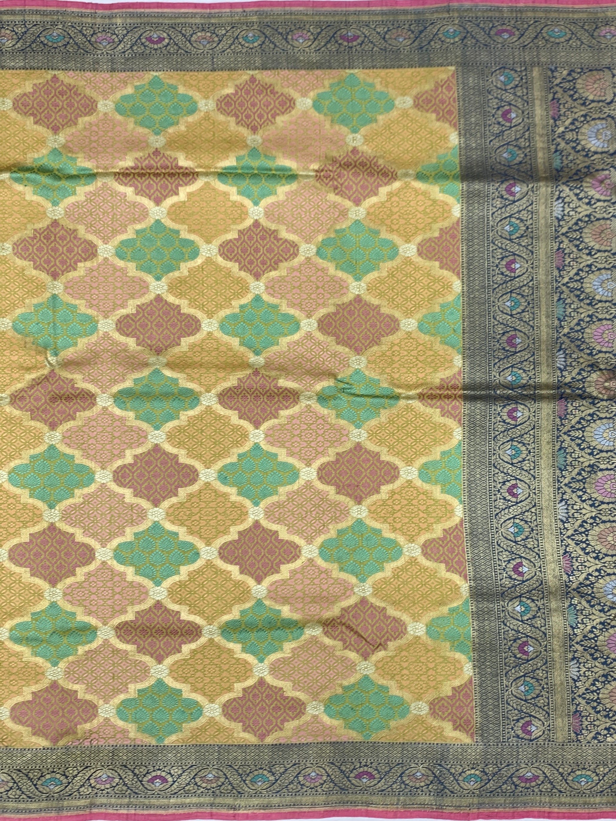 Exquisite Geometric Tussore Georgette Saree with Zari Brocade