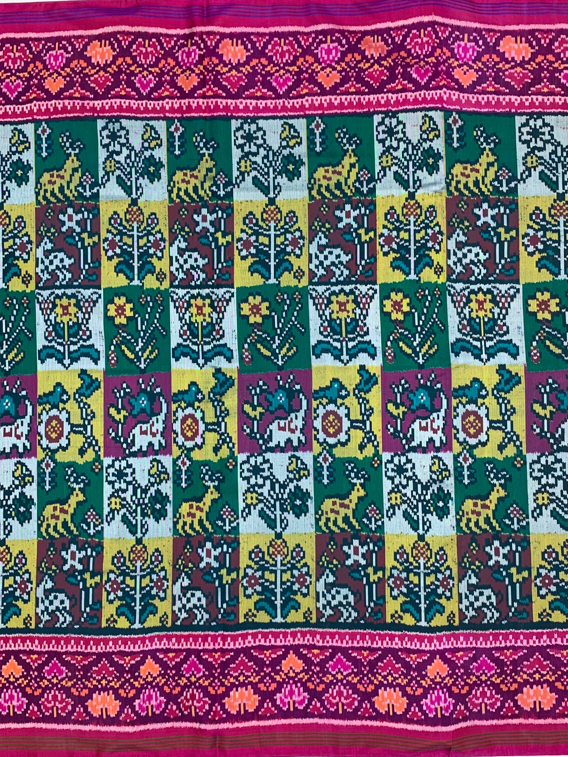 Majestic Tapestry: Multi-Paneled Patola Silk Saree with Woven Ikat Blouse