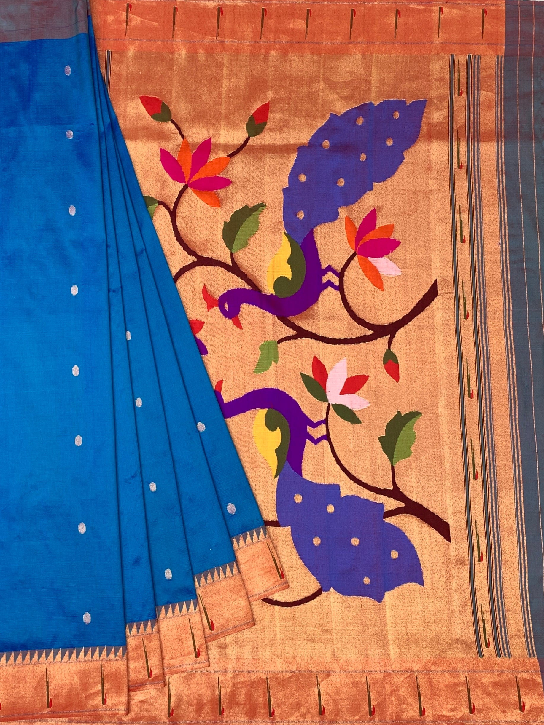 Exquisite Royal Blue Paithani Silk Saree with Grand Peacock Pallu