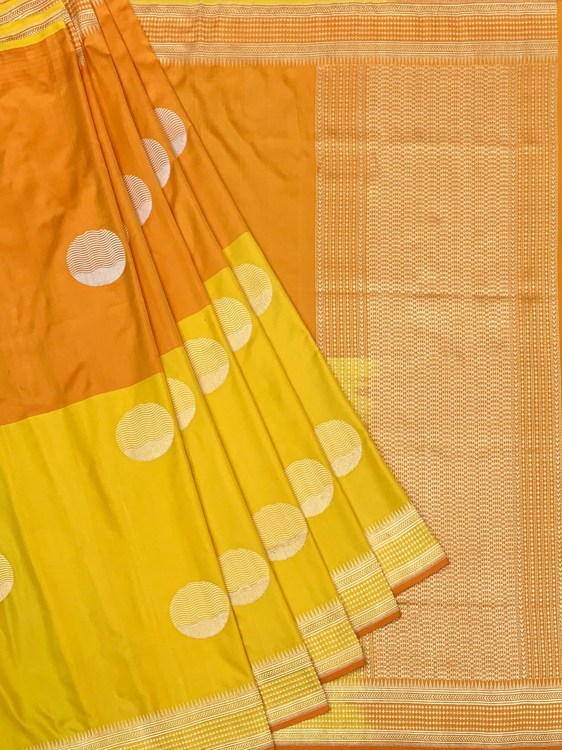 Radiance in Yellow: Handwoven Banarasi Silk Saree