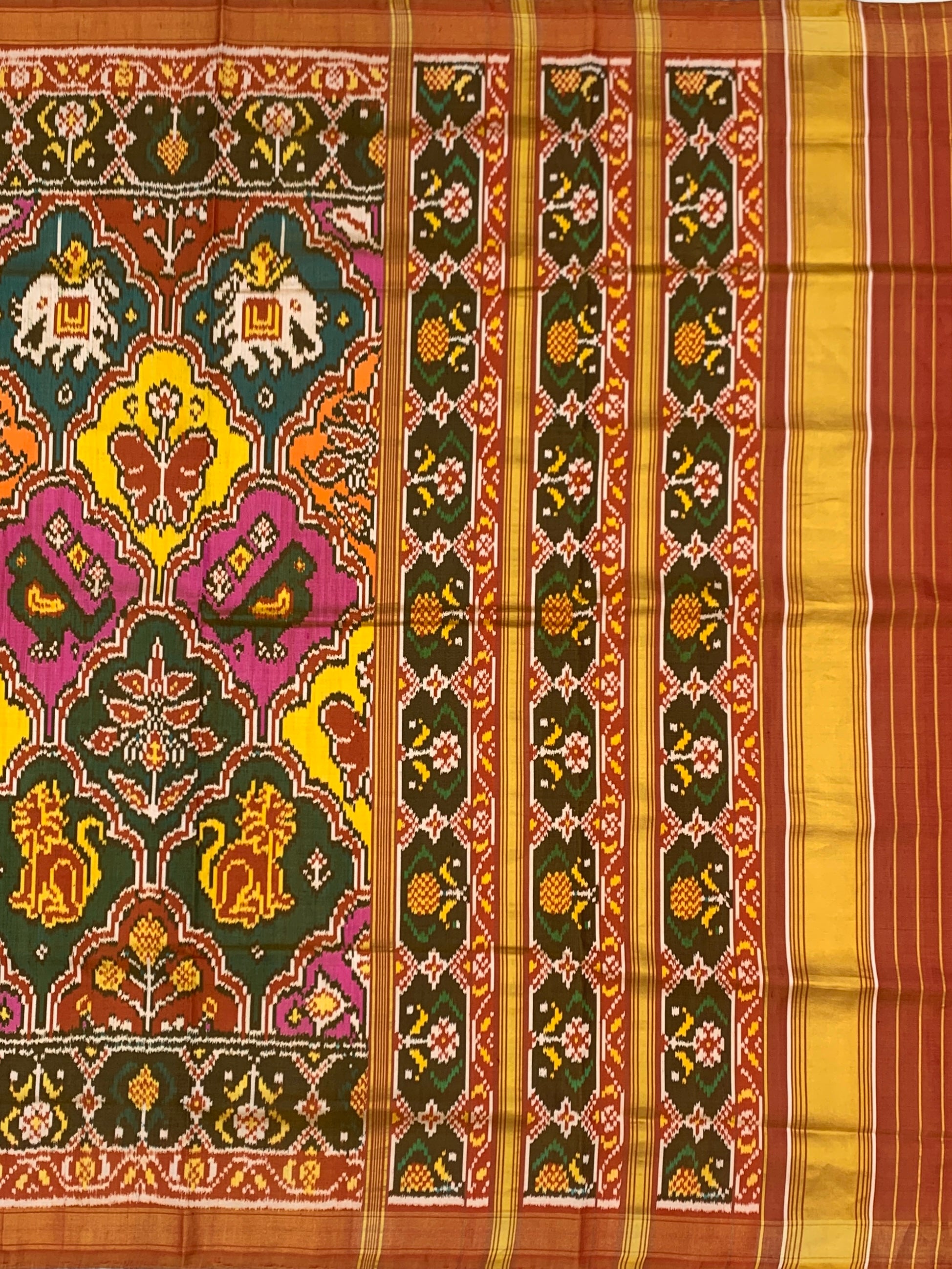 Jewel-Toned Shikargah & Navratna: Heritage Rajkot Patola Silk Saree