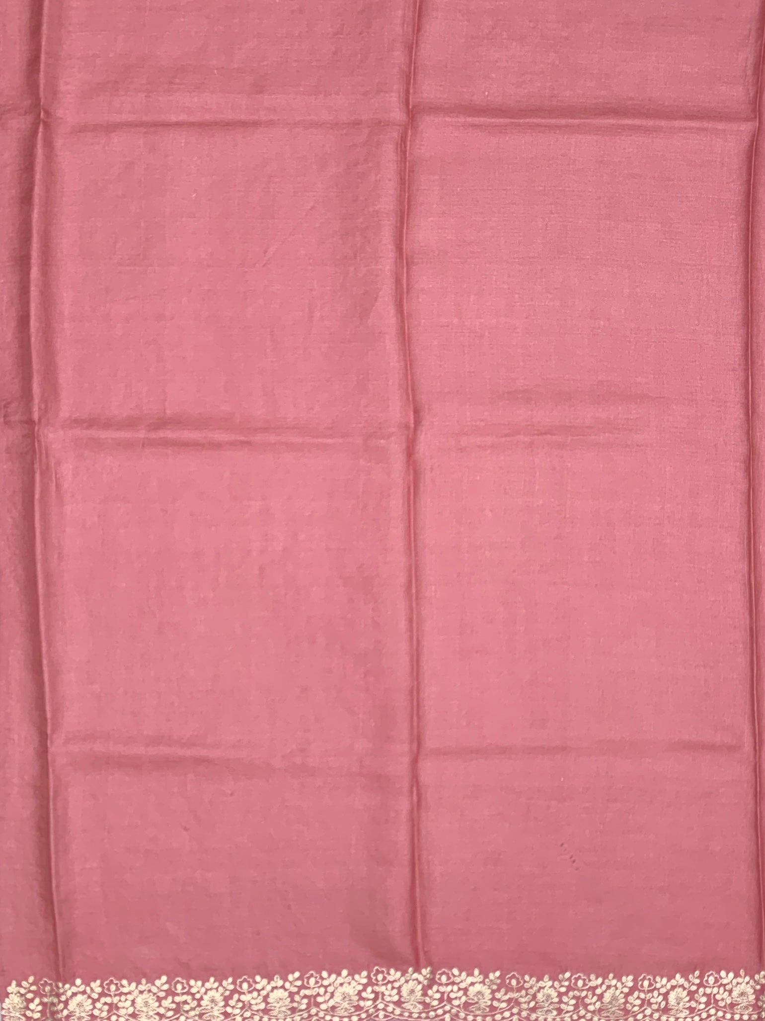 Vintage Rose & Oriental Crane: Hand-Embroidered Tussar Silk Saree