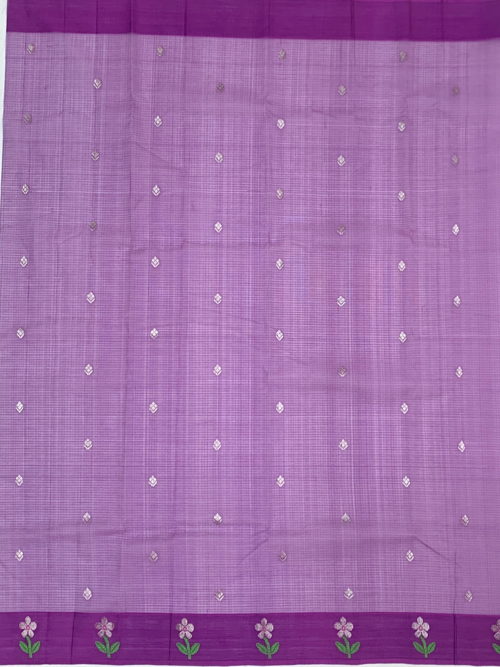 Calloped Floral Zari Kota Saree with Violet Blouse