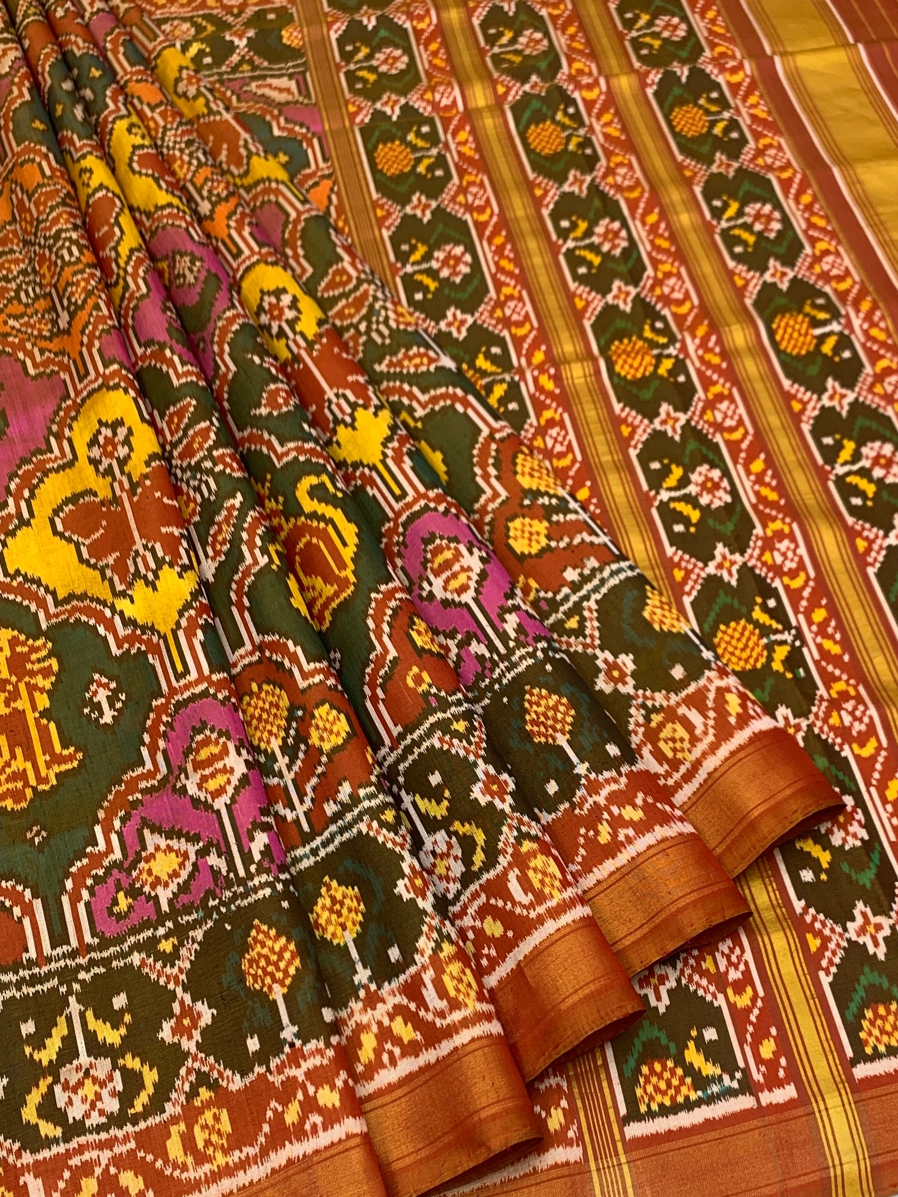 Jewel-Toned Shikargah & Navratna: Heritage Rajkot Patola Silk Saree