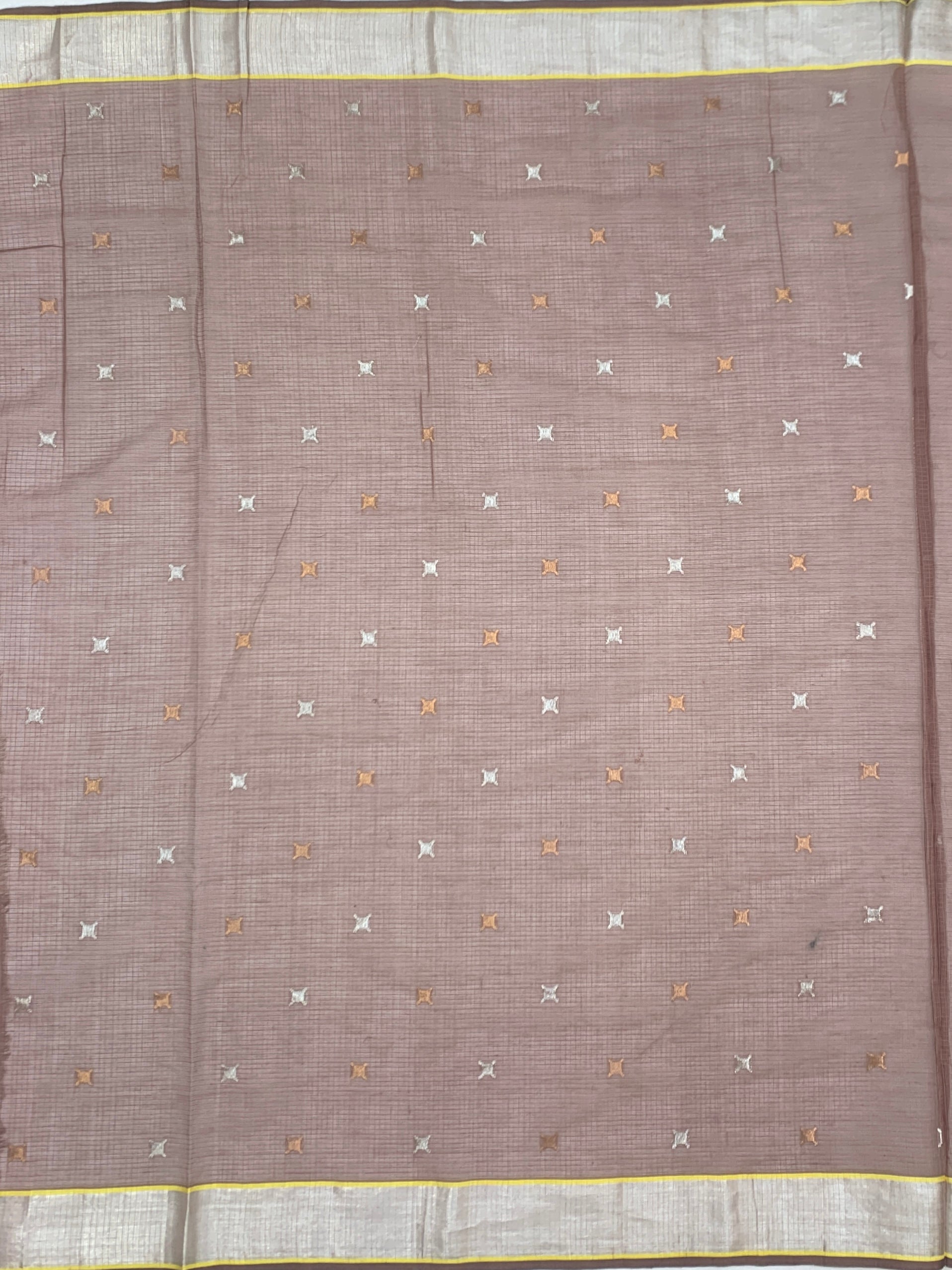 Earthy Mocha Zari Kota Saree with Whimsical Nature Pallu