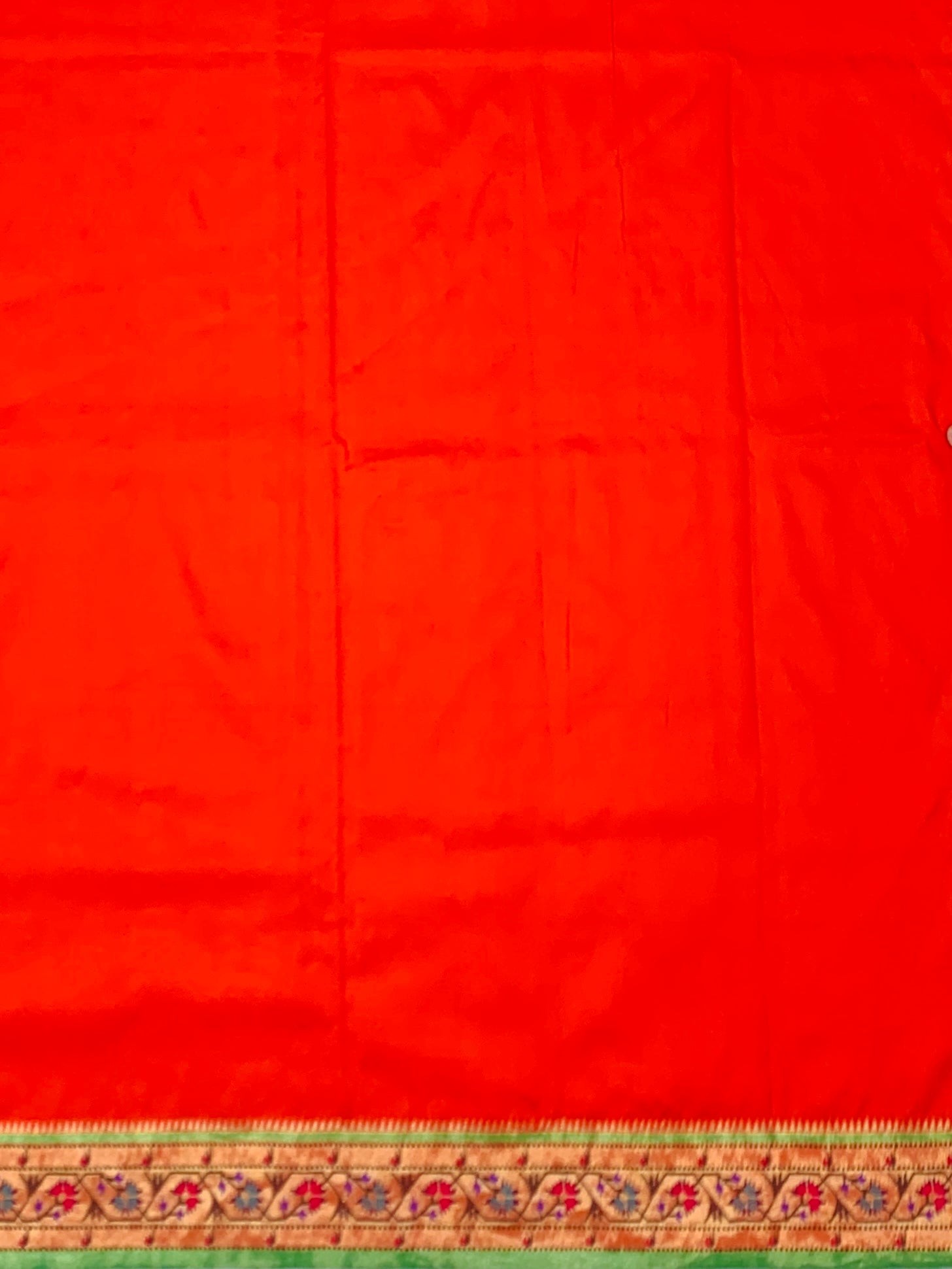 Vibrant Vermilion Orange Paithani Silk Saree with Floral Tree Pallu