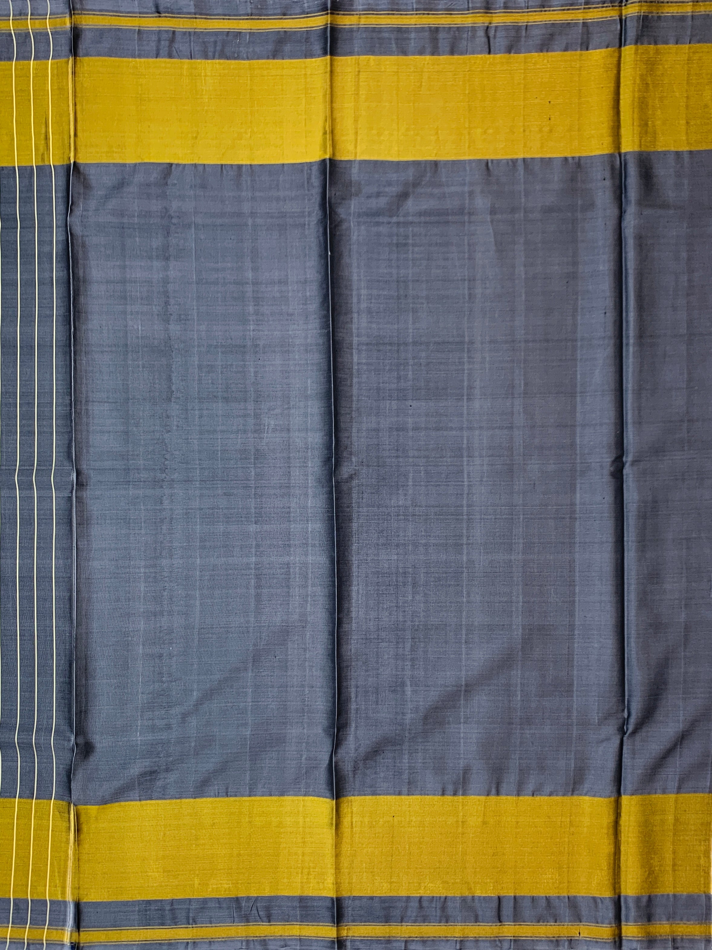 Majestic Slate Grey and Mustard Yellow Rajkot Patola Silk Saree