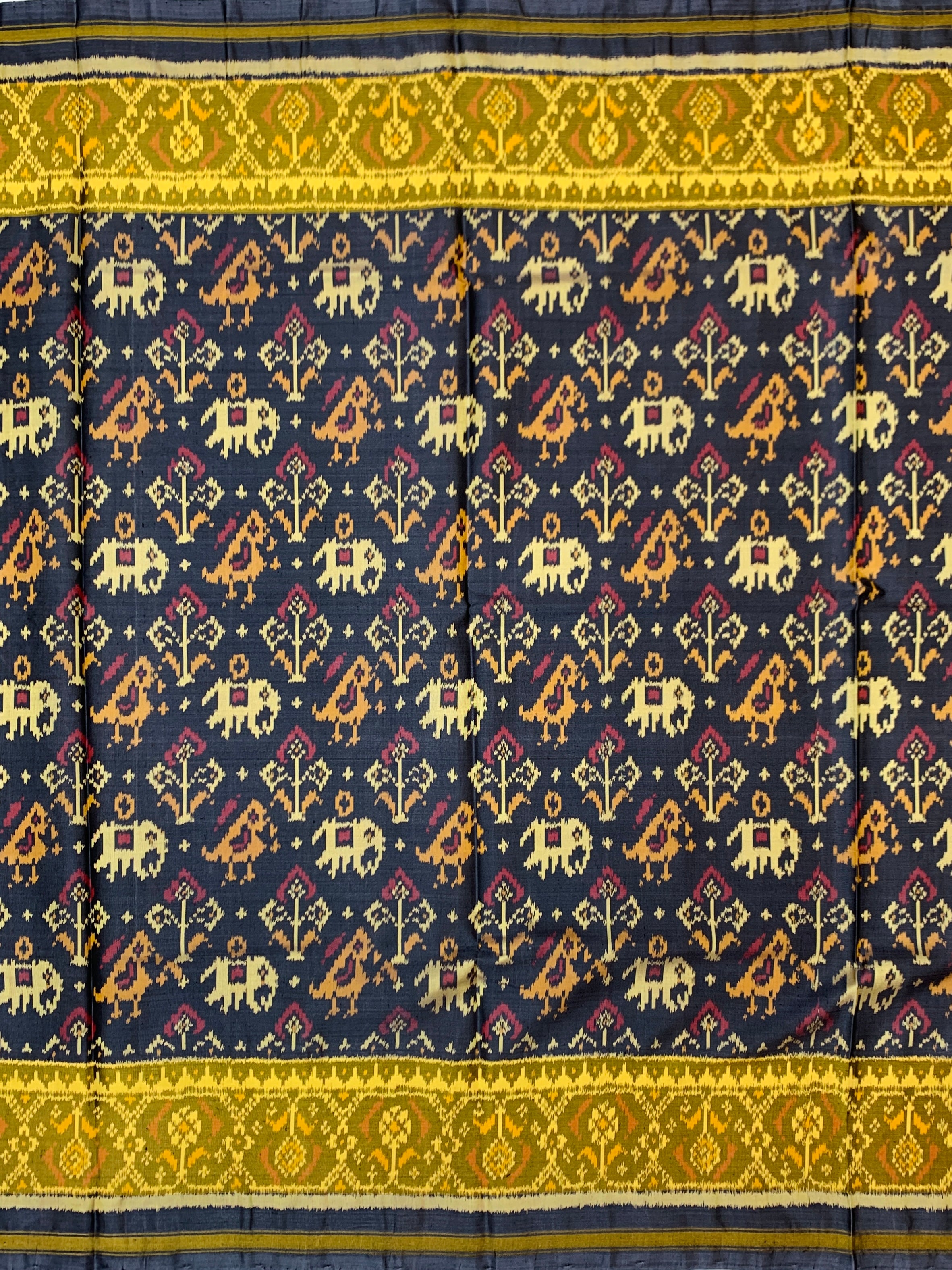 Midnight Navy Blue Rajkot Patola Silk Saree