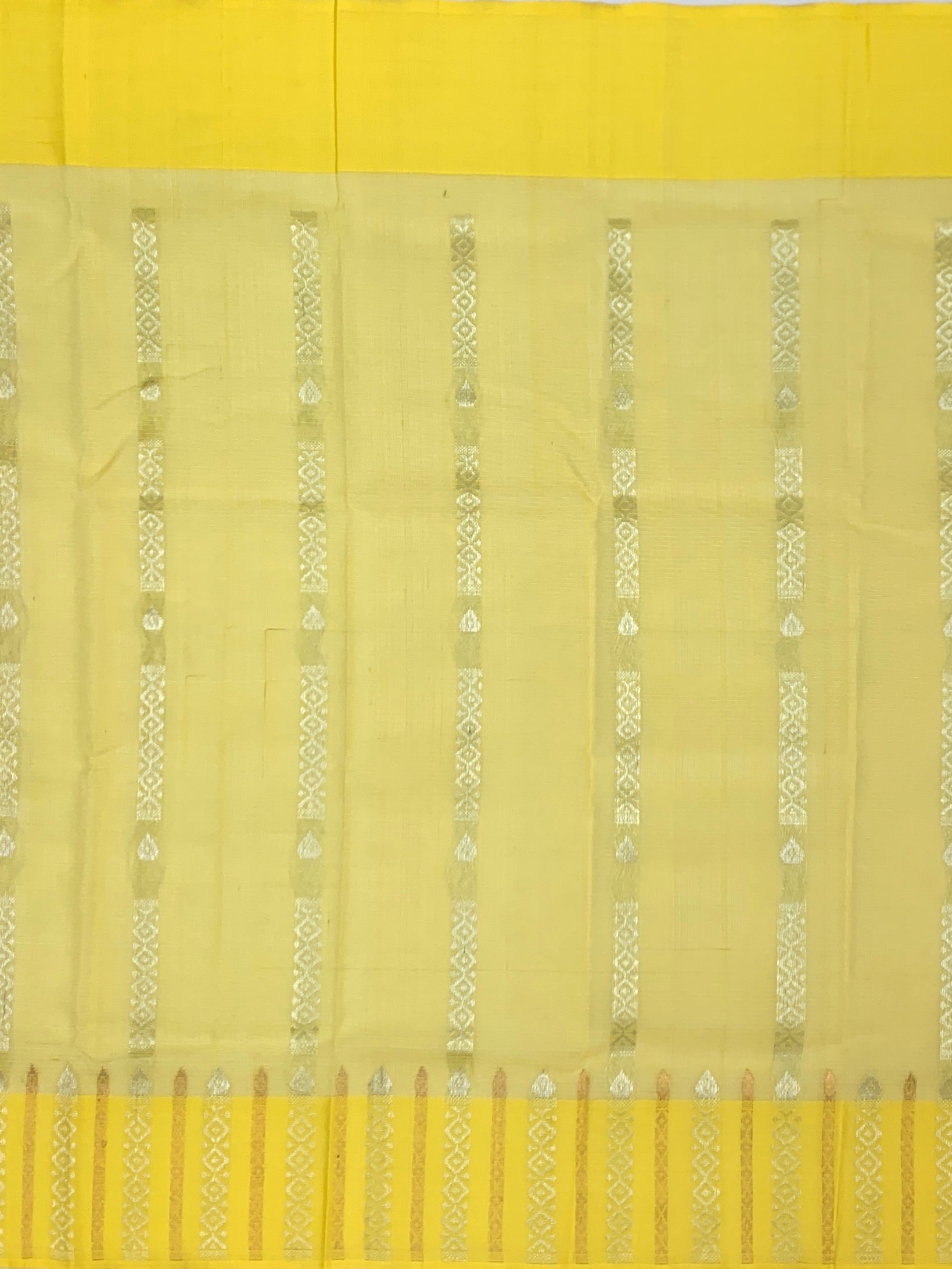 Sunshine Yellow Zari Kota Saree with Leaf Motifs