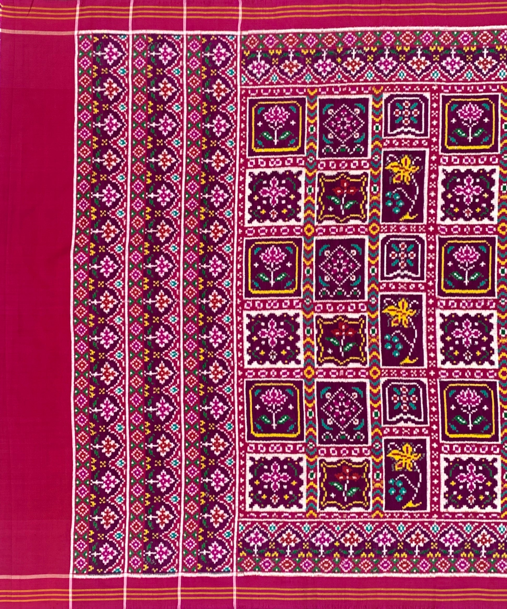 Product Title: Regal Plum & Rani Pink Double Ikat Patan Patola Silk Saree